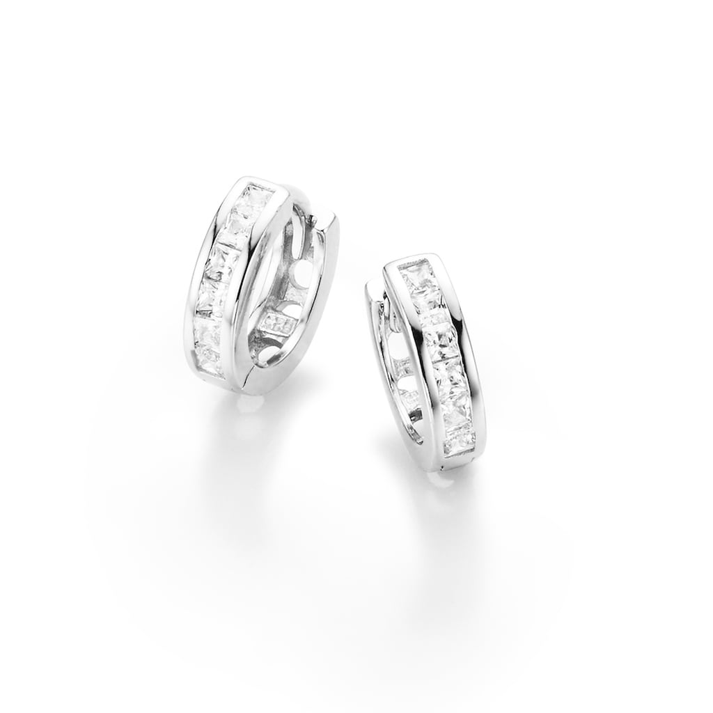 Smart Jewel Paar Creolen mit Zirkonia Steinen carréförmig Silber 925