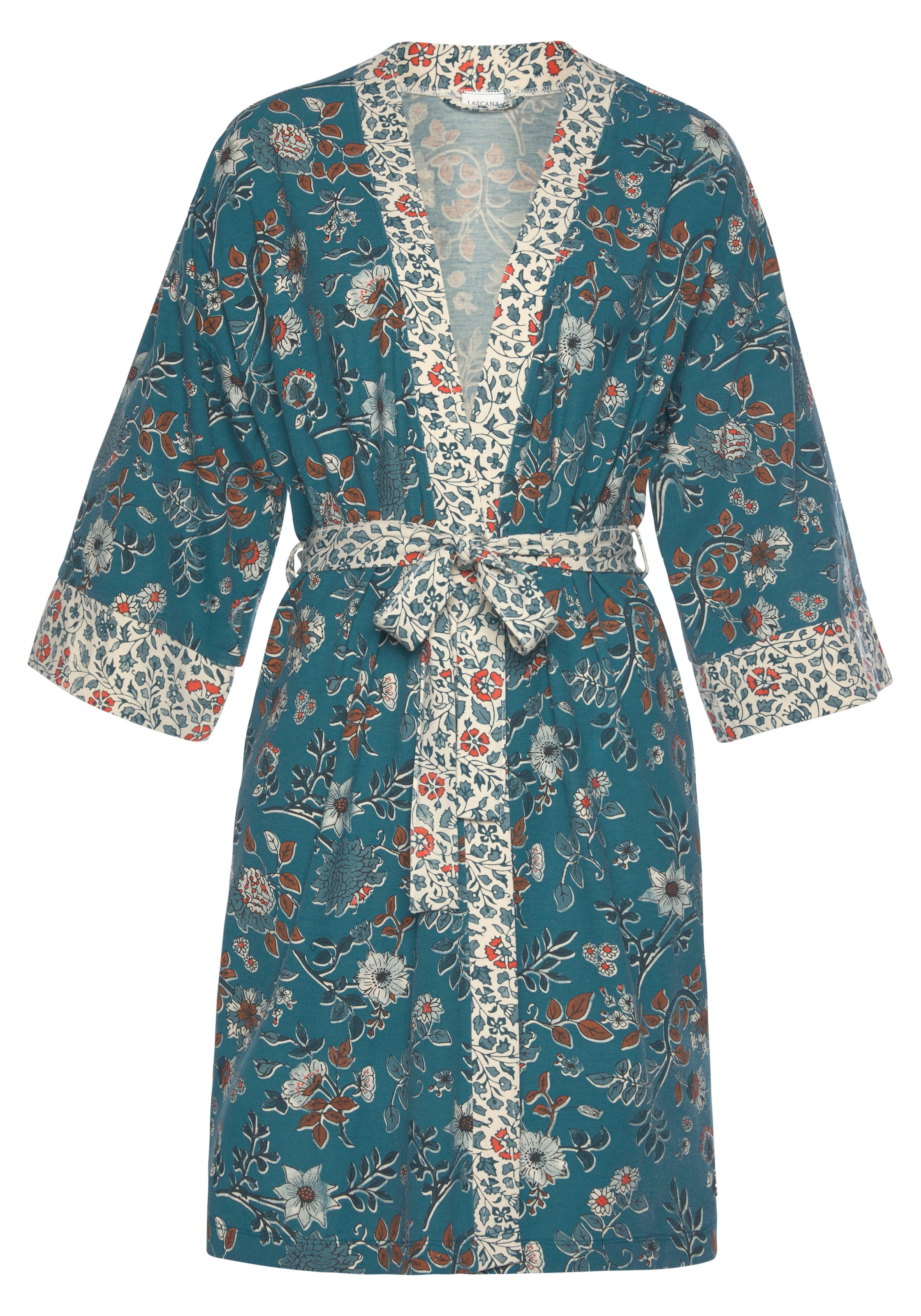 auf Allover-Druck Wäsche Rechnung bestellen Kimono, mit & Blumen LASCANA