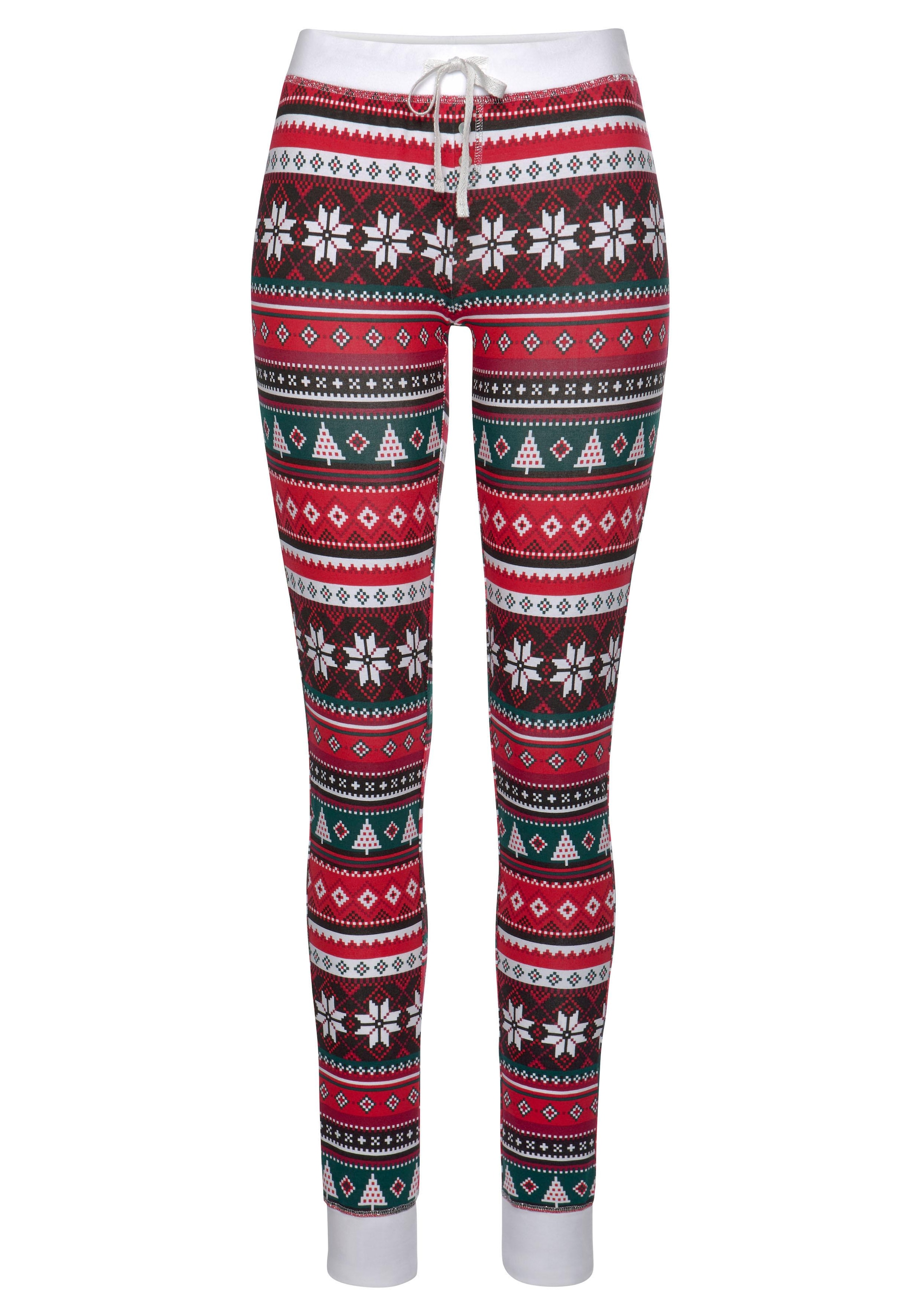 LASCANA Pyjama, (2 tlg., auf Rechnung weihnachtlichem bestellen 1 mit & Wäsche Stück), Muster
