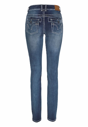 Arizona Skinny-fit-Jeans »mit Kontrastnähten und Pattentaschen«, Low Waist kaufen