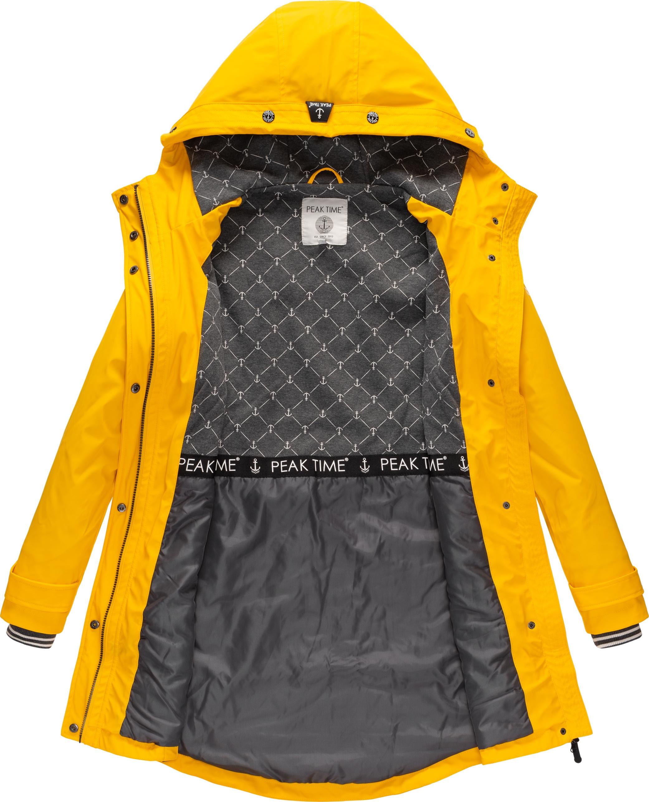 【Fachgeschäft】 PEAK TIME stylisch Damen mit für »L60042«, Regenjacke Kapuze, taillierter Regenmantel shoppen