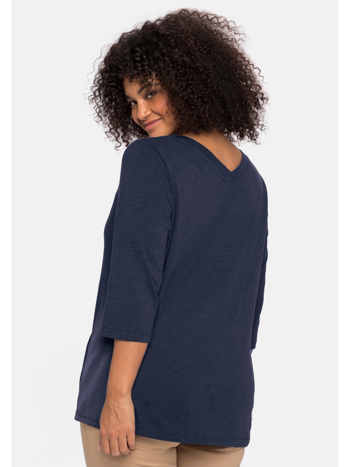 Sheego 3/4-Arm-Shirt »Große Größen«, mit Einsatz aus Blusenstoff seitlich  kaufen | I'm walking