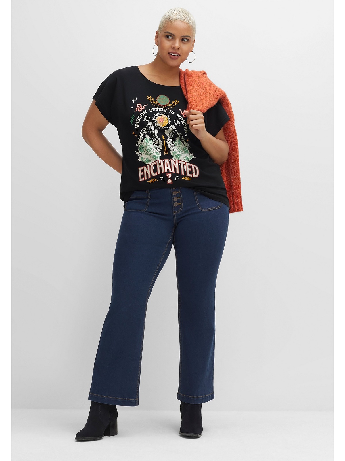 sheego by Joe Browns Oversize-Shirt Frontdruck, Größen«, mit I\'m bestellen walking »Große Jersey elastischem | aus