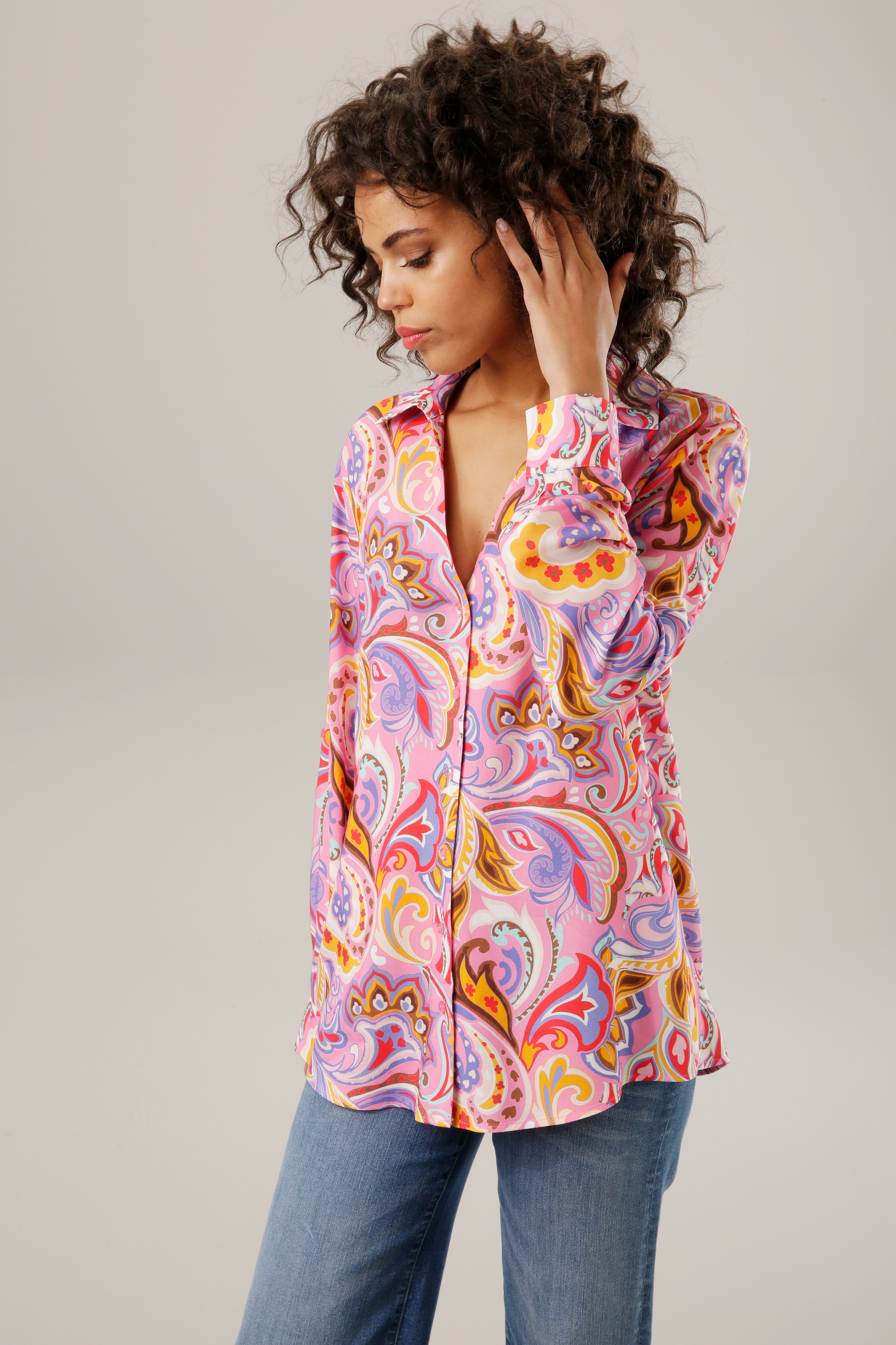 Teil CASUAL Unikat Hemdbluse, jedes Paisley-Muster graphische Aniston bestellen ein -