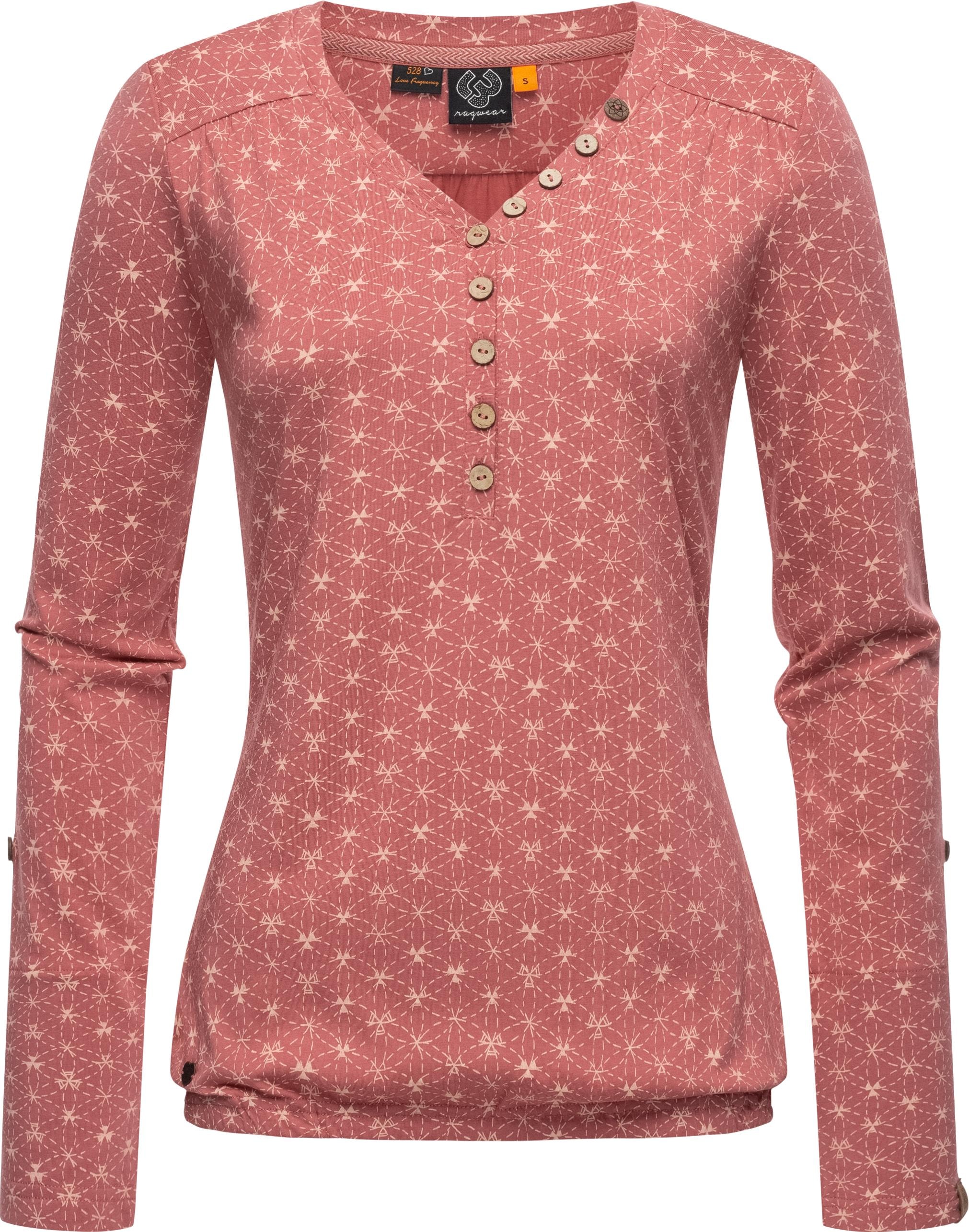 online Longsleeve Langarmshirt | Ragwear »Pinchi Print«, I\'m mit Stylisches kaufen Damen walking Knöpfen