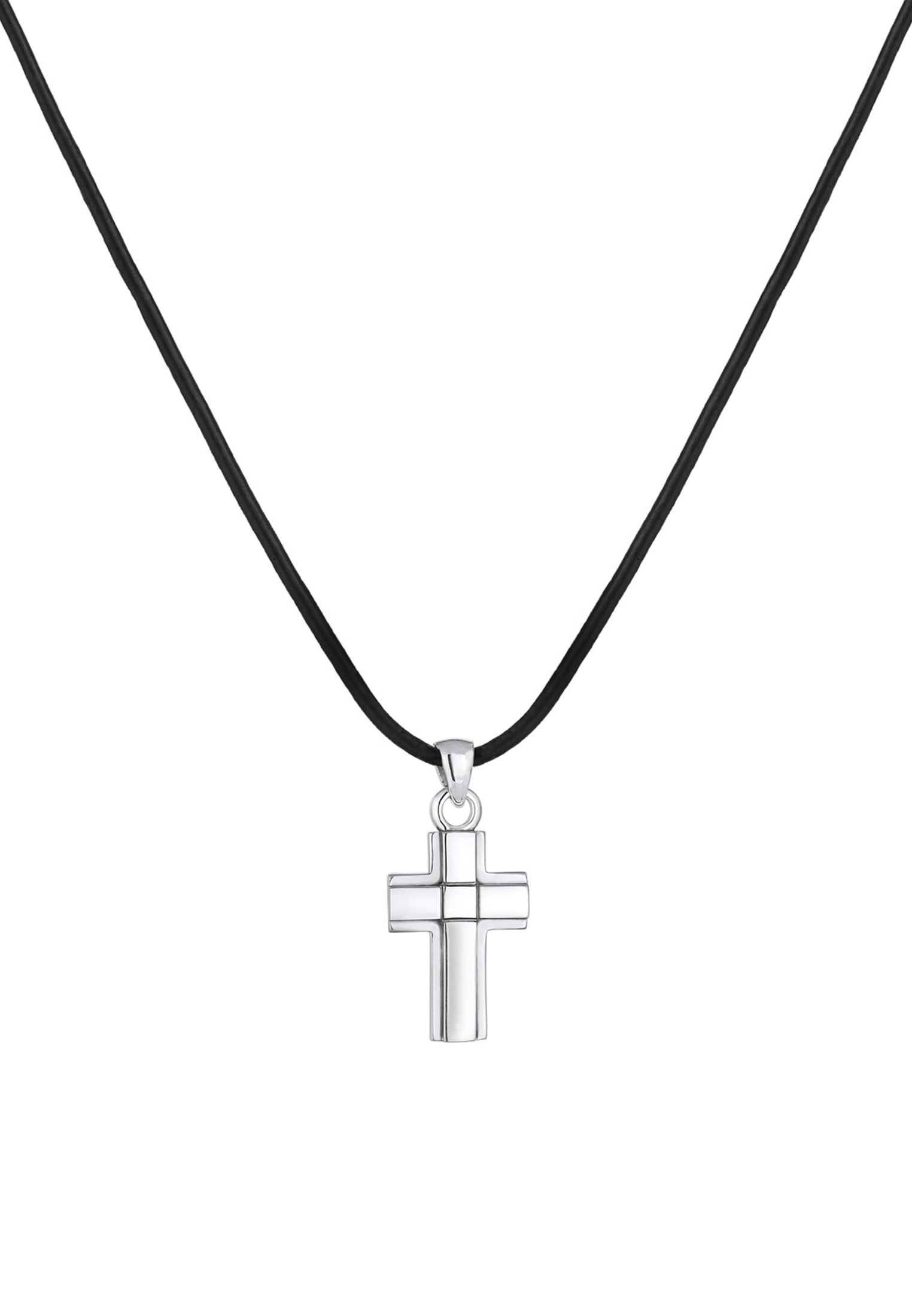 Kuzzoi Kette mit Anhänger »Kreuz Symbol Anhänger Echtleder Oxid 925er Silber«  bestellen | I\'m walking