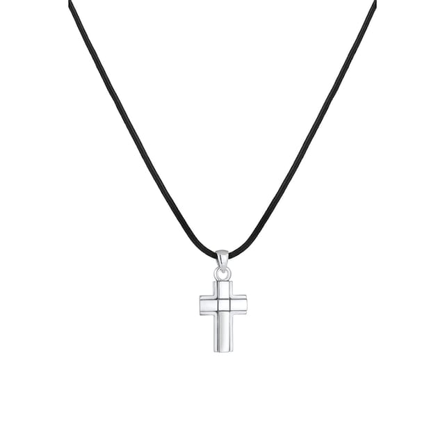 Kuzzoi Kette mit Anhänger »Kreuz Symbol Anhänger Echtleder Oxid 925er Silber«  bestellen | I'm walking