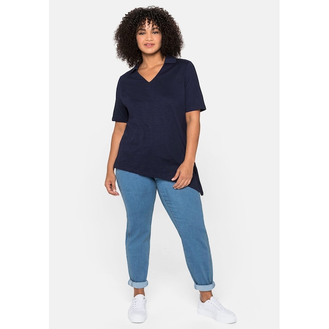 Sheego T-Shirt »Große Größen«, mit Polokragen und asymmetrischem Saum  bestellen | I'm walking