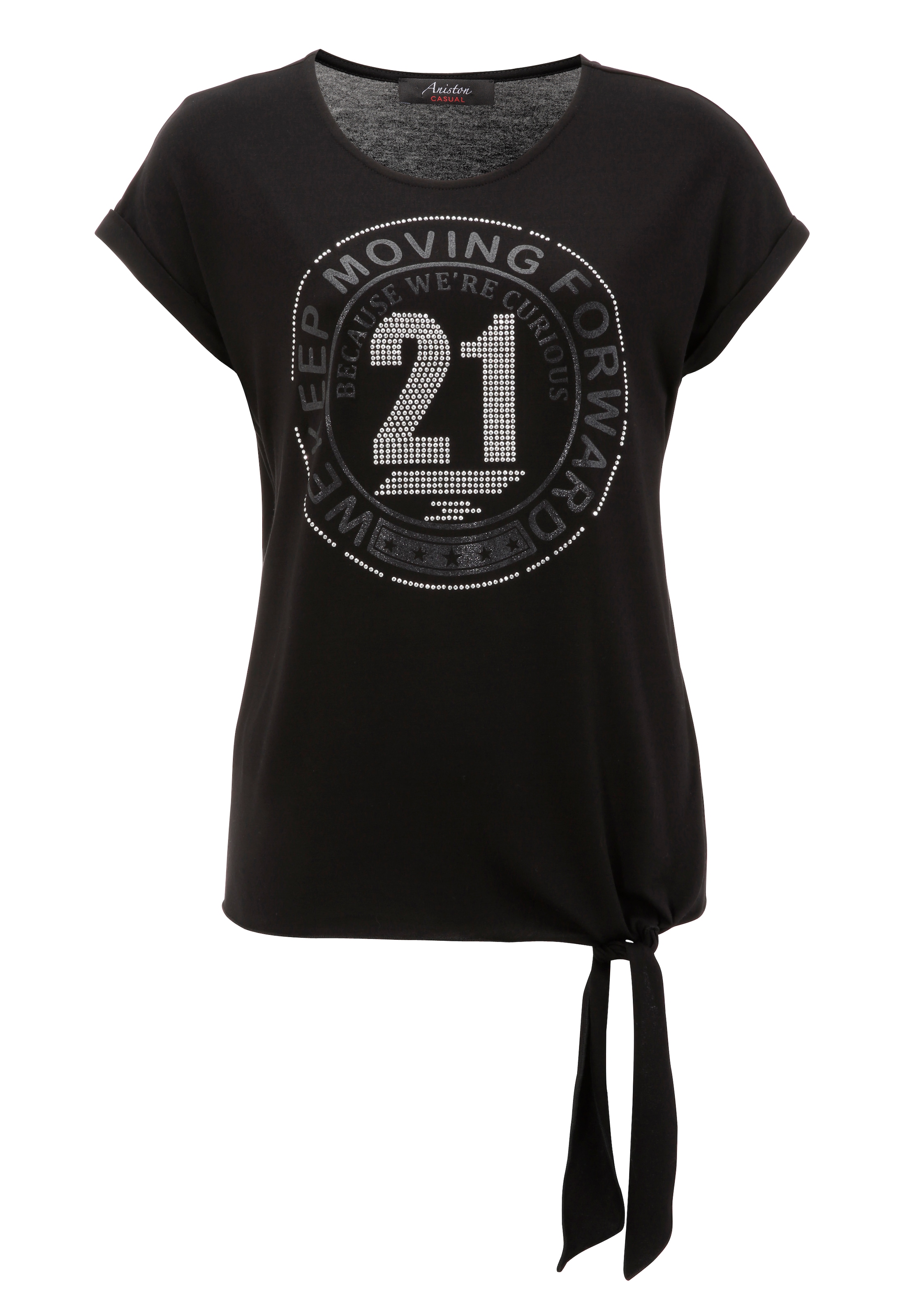 Aniston CASUAL T-Shirt, mit silberfarbenen Glitzersteinchen und Frontdruck  shoppen | I\'m walking