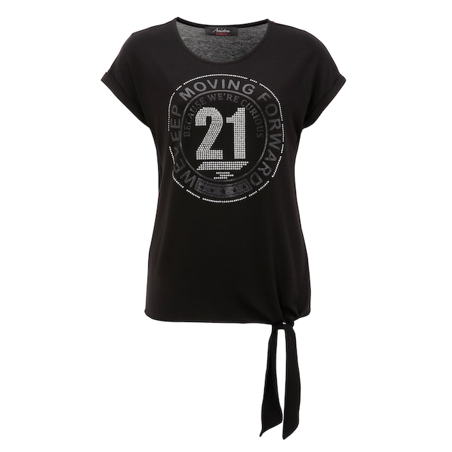 Aniston CASUAL T-Shirt, mit silberfarbenen Glitzersteinchen und Frontdruck  shoppen | I'm walking