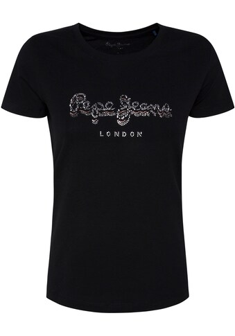 Pepe Jeans Kurzarmshirt »BEATRICE«, mit großem Marken-Logo aus Glitzersteinen im... kaufen