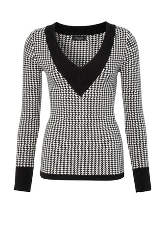 Melrose V-Ausschnitt-Pullover, mit Hahnentritt-Muster kaufen