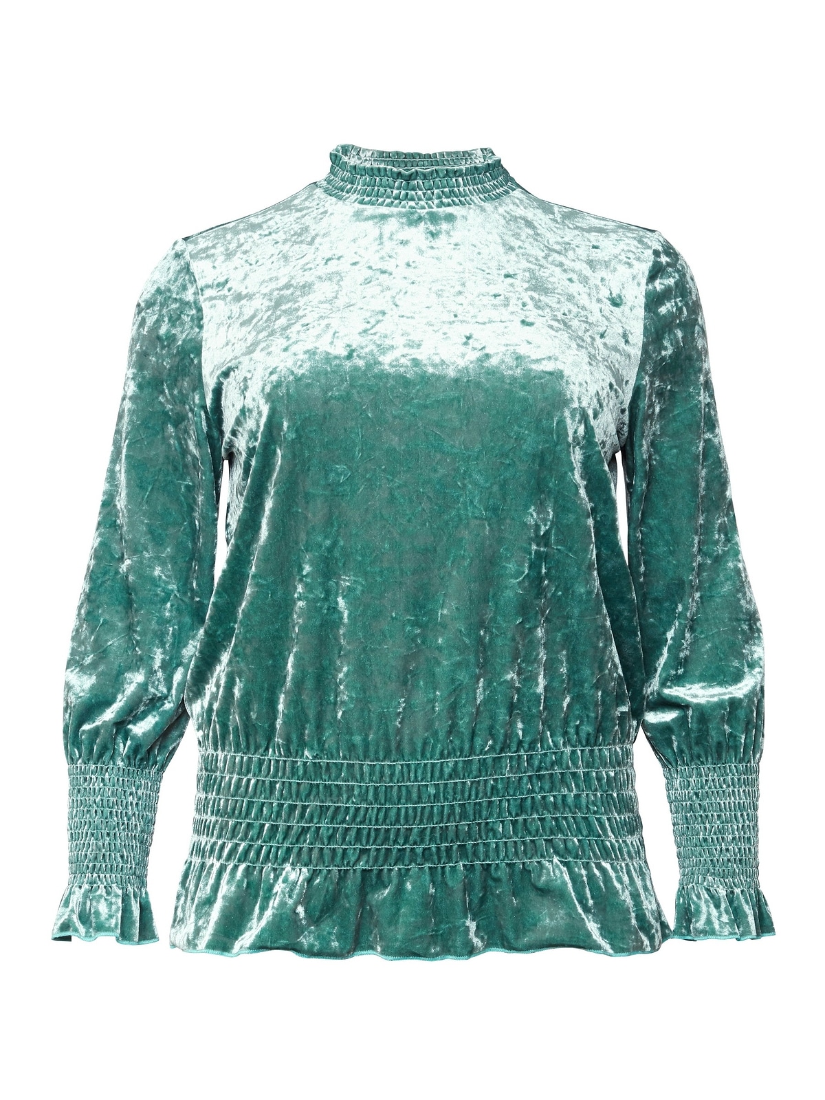 Sheego Langarmshirt »Große Größen«, aus Samt, gesmokt und mit Rüschen kaufen