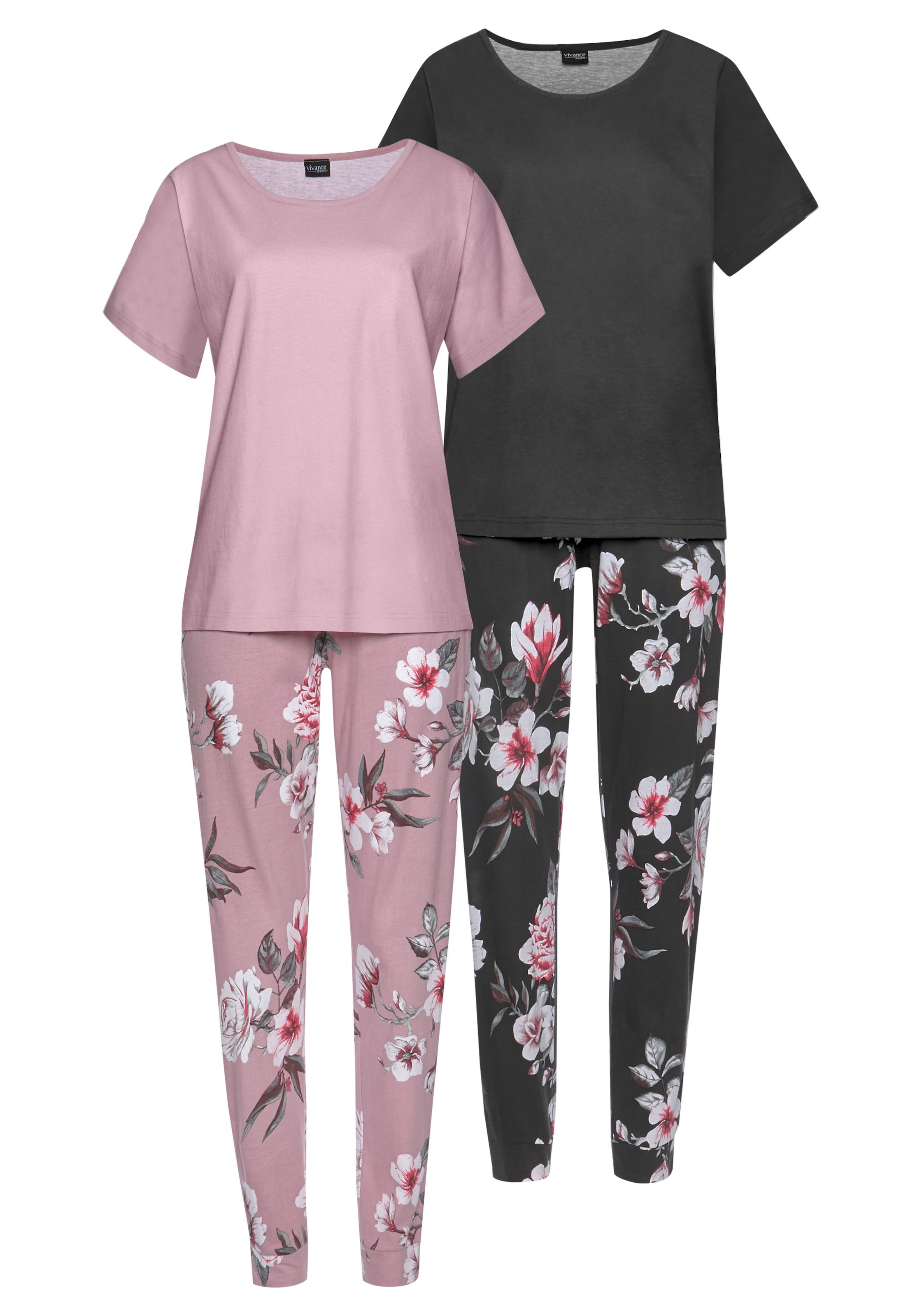 Vivance Dreams Pyjama, (4 tlg., 2 Stück), mit Blumendruck & Wäsche auf  Rechnung bestellen