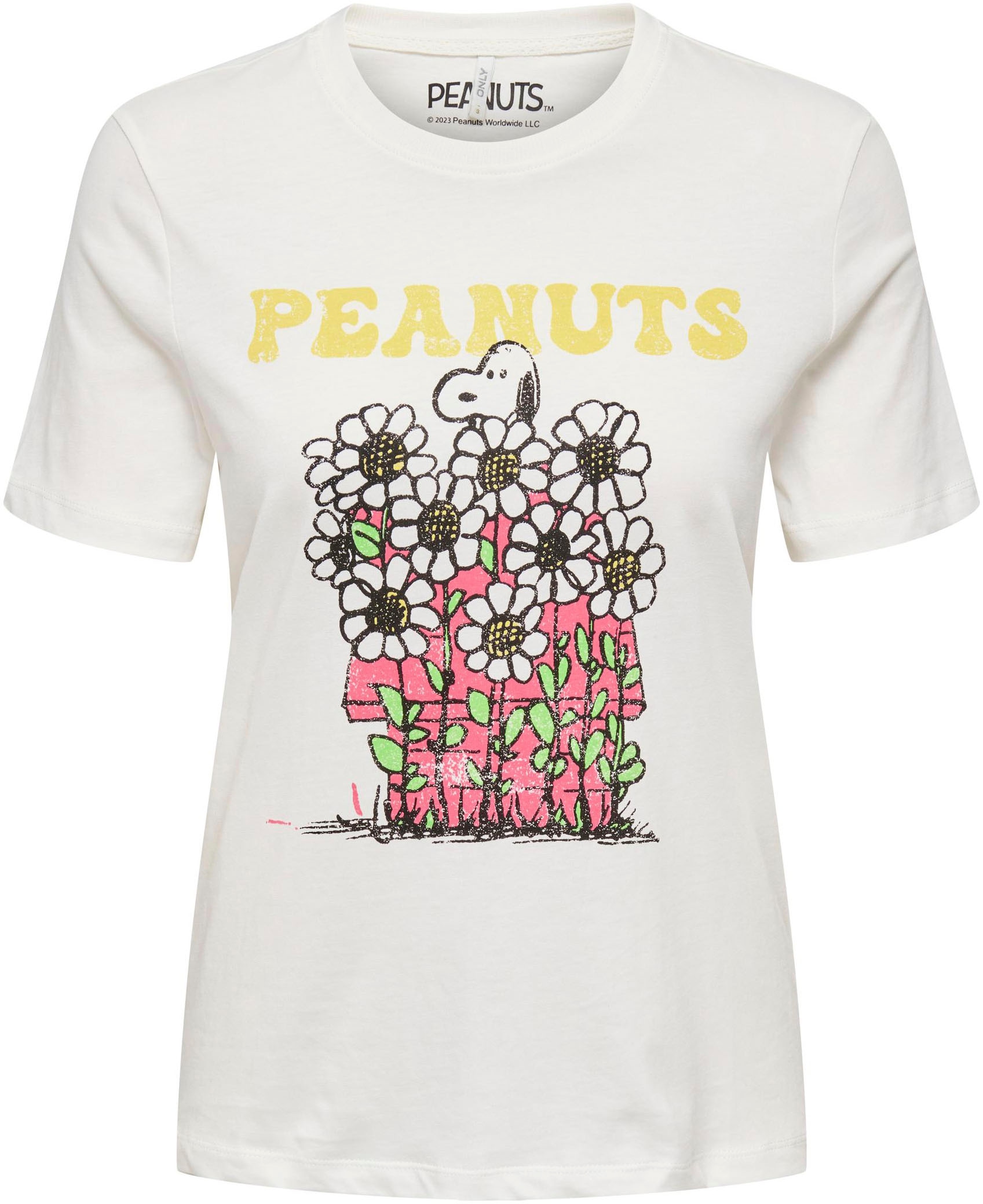 ONLY Kurzarmshirt »ONLPEANUTS REG S/S FLOWER TOP BOX JRS«, unterschiedliche  Snoopy Prints bestellen | I\'m walking