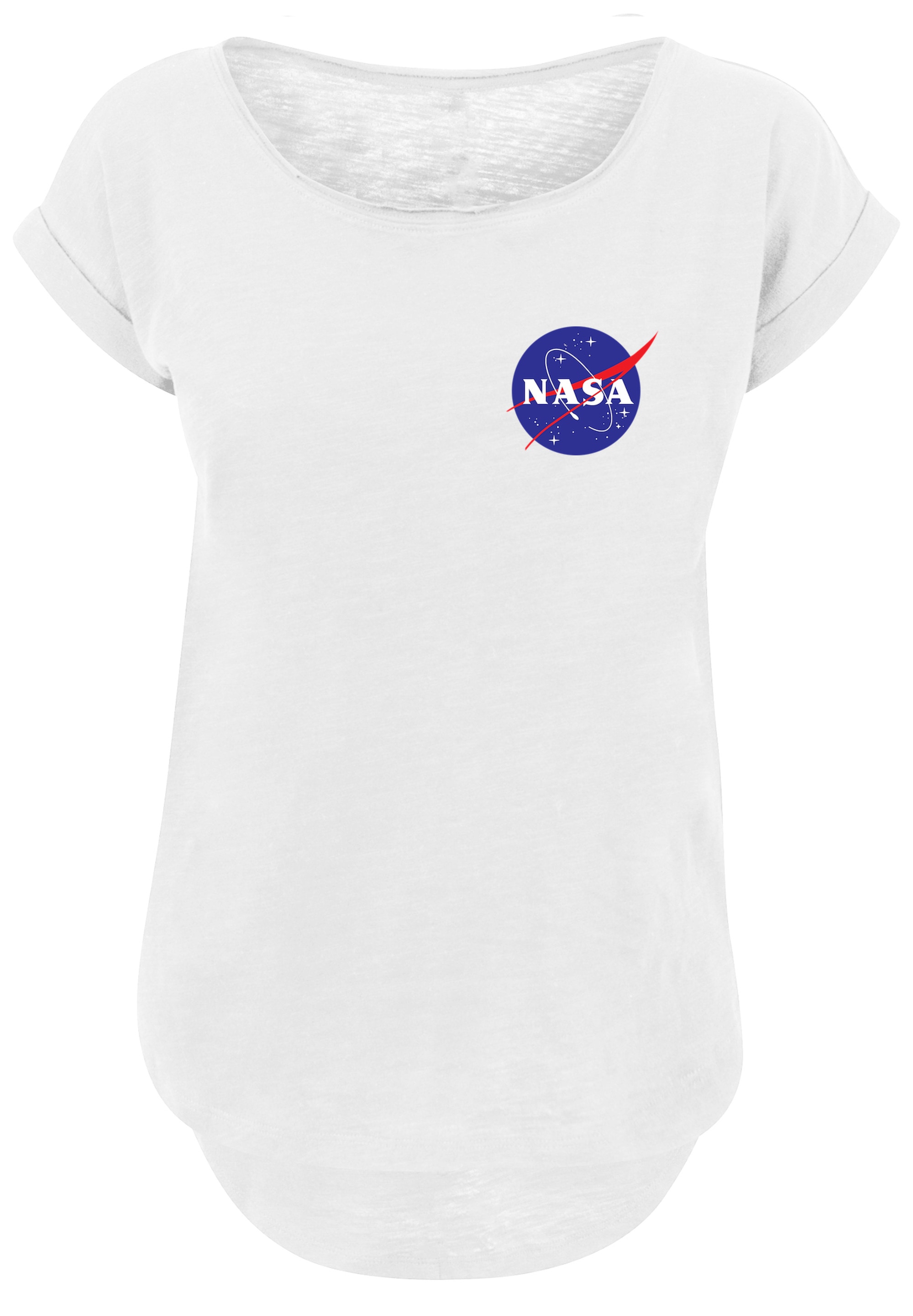 I\'m Damen,Premium walking T-Shirt kaufen White«, NASA Classic »Long Merch,Lang,Longshirt,Bedruckt | T-Shirt F4NT4STIC Logo Chest Insignia Cut