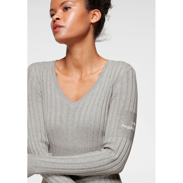 KangaROOS V-Ausschnitt-Pullover, in breit geripptem Feinstrick shoppen