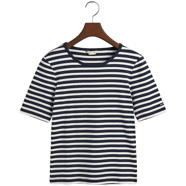 Gant T-Shirt »SLIM STRIPED 1X1 RIBBED KA T-SHIRT«, mit dezentem  Logoschriftzug am Ärmelabschluss online