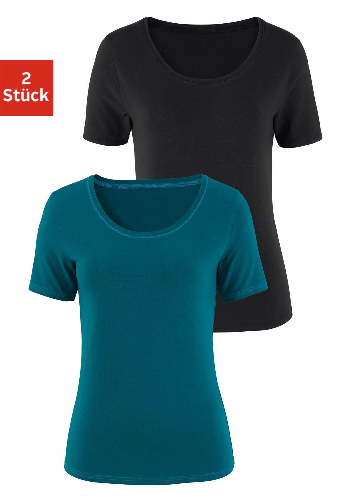 Vivance Kurzarmshirt, I\'m kaufen (2er-Pack), | walking Baumwoll-Qualität elastischer aus