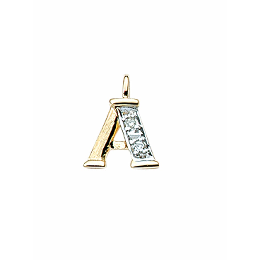 Adelia´s Buchstabenanhänger 585 Gold Buchstabenanhänger mit Diamant mit Diamant  Goldschmuck für Damen & Herren