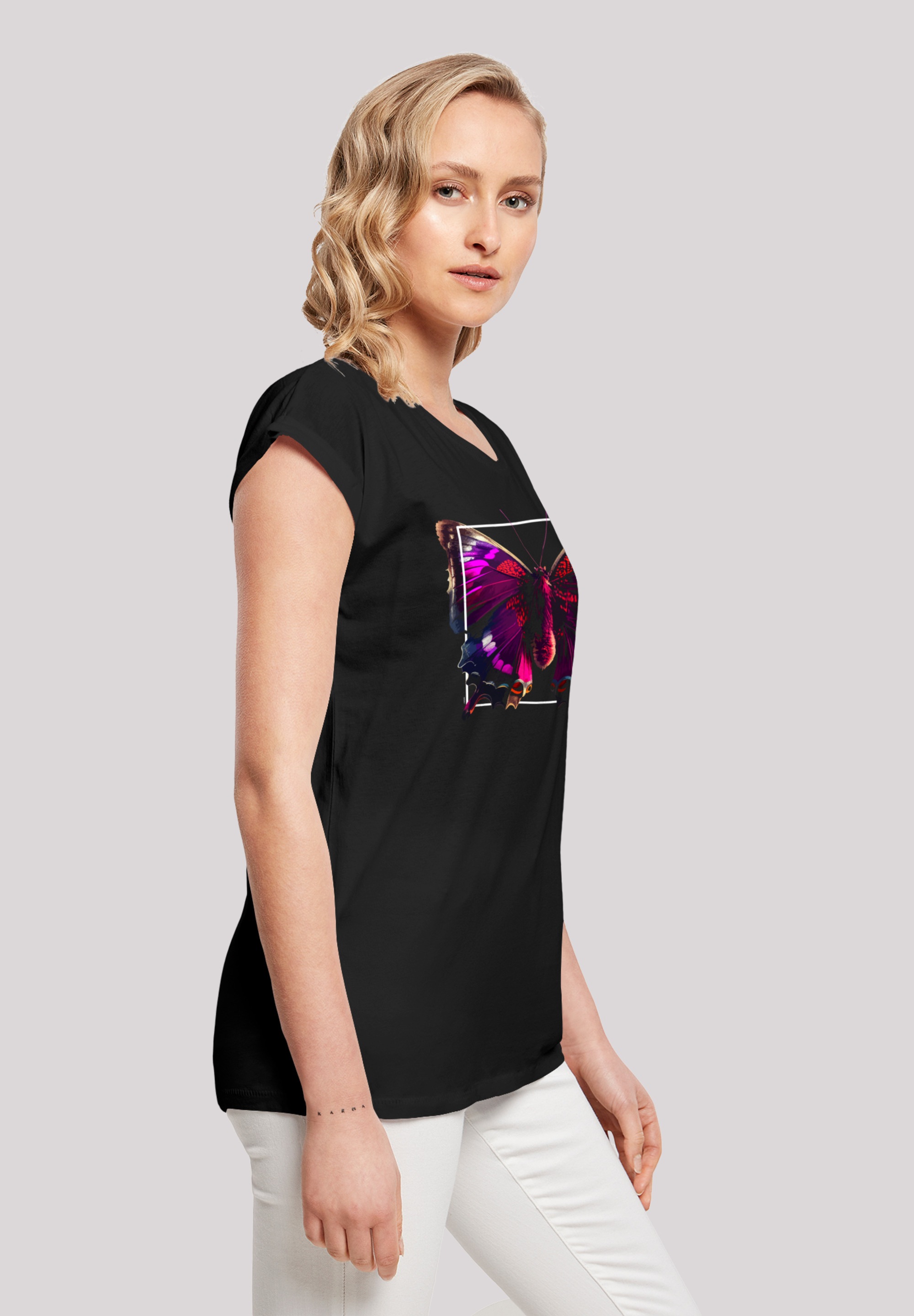 shoppen SLEEVE T-Shirt SHORT | I\'m TEE«, Schmetterling walking »Pink F4NT4STIC Print