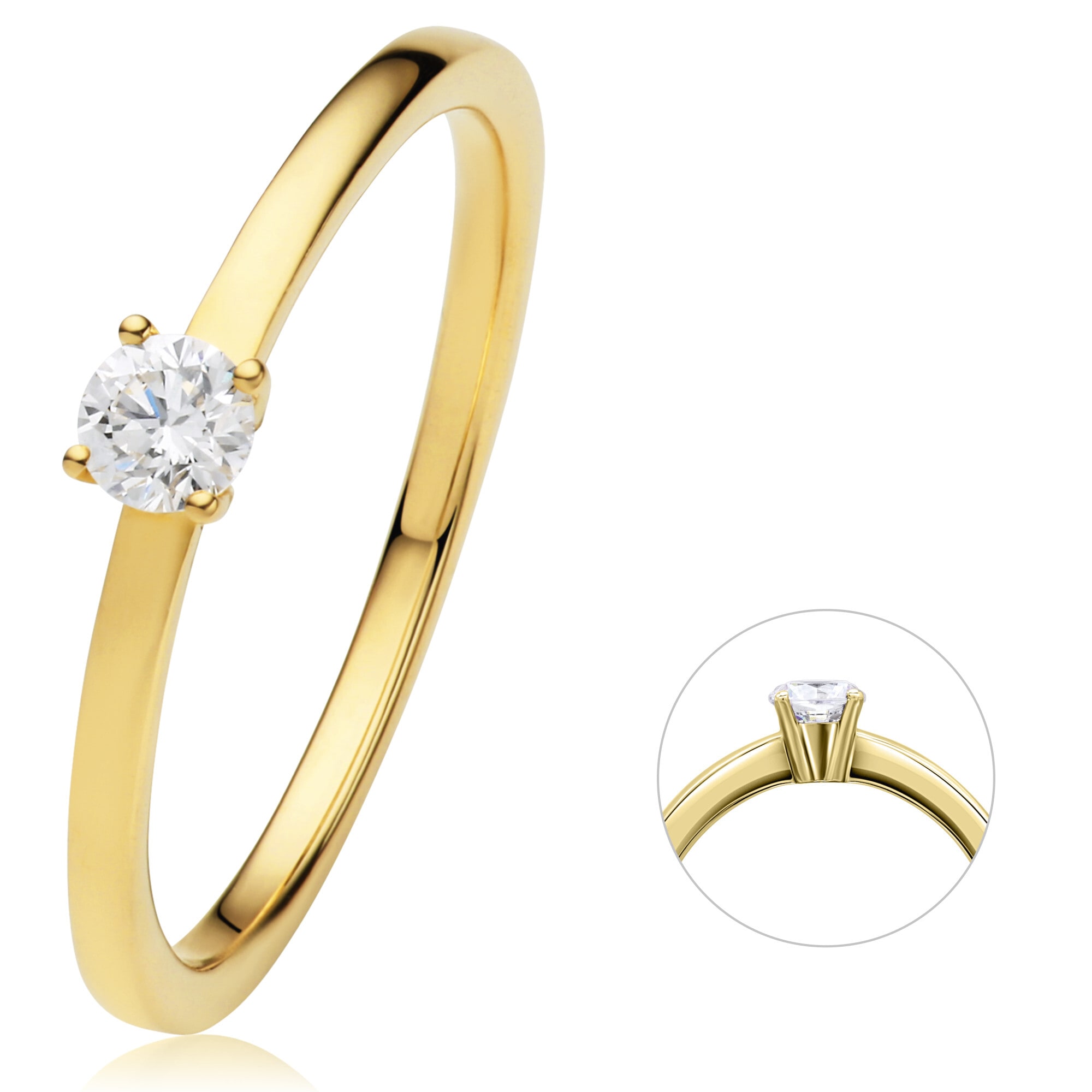 ONE ELEMENT Diamantring »0.15 ct Diamant Brillant Ring aus 750 Gelbgold«,  Damen Gold Schmuck online kaufen | I'm walking