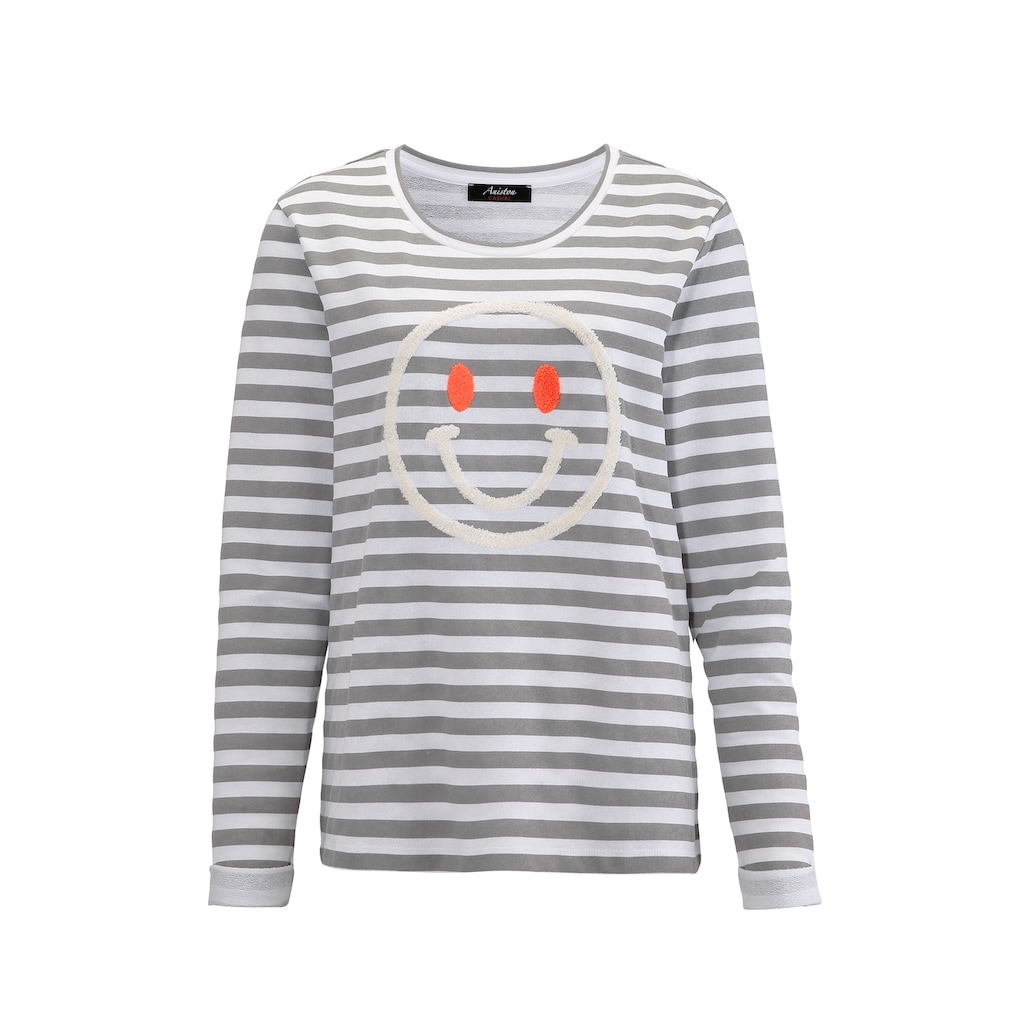 Aniston CASUAL Sweatshirt mit fröhlicher Smiley-Applikation