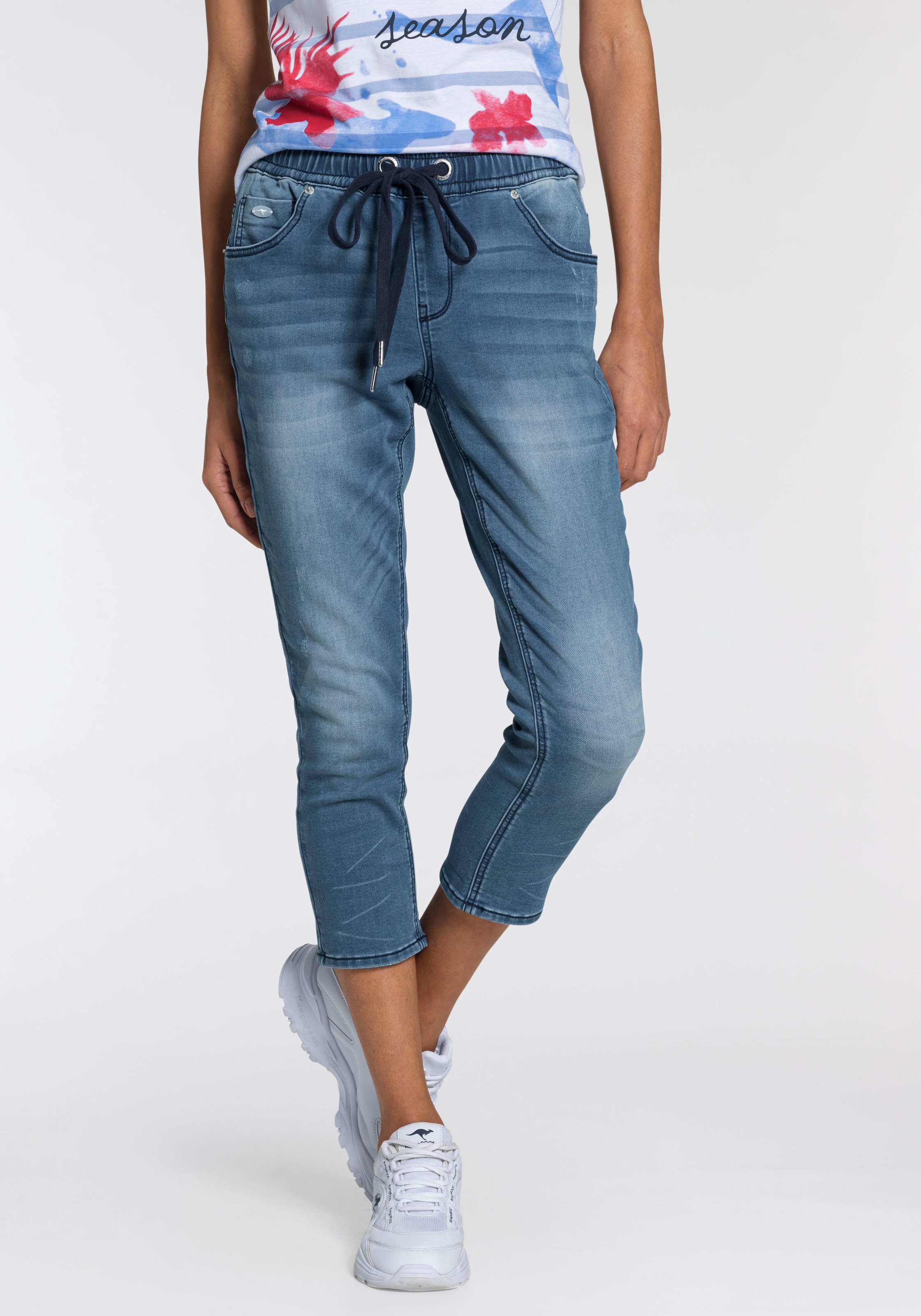 KangaROOS Jogg Pants »JOGG-DENIM-CAPRI«, in Denim-Optik mit elastischem  Bündchen kaufen | Tapered Jeans