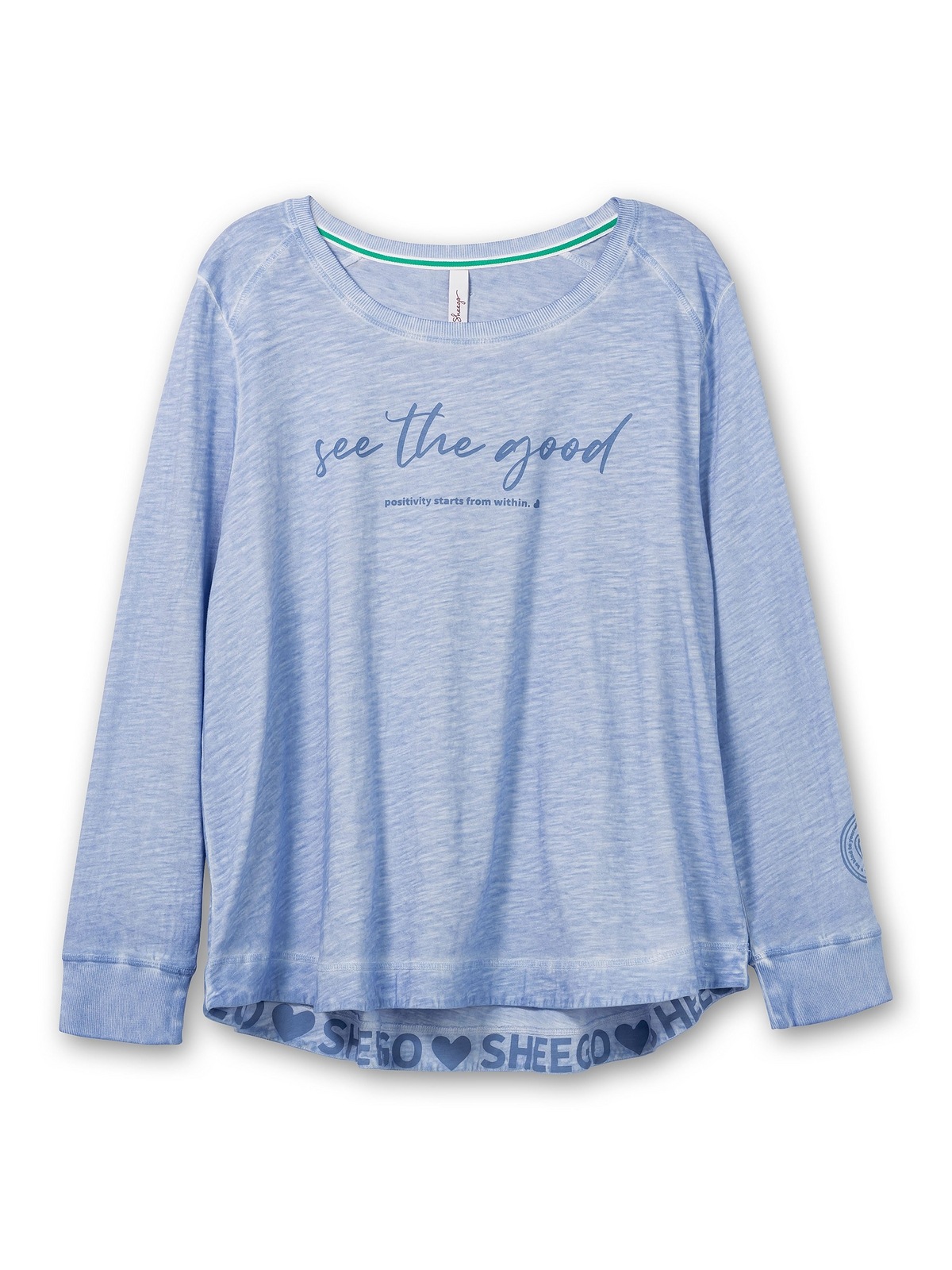Sheego Langarmshirt »Langarmshirt«, aus Flammgarn, mit Wordingprint kaufen