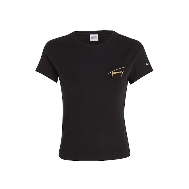 Tommy Jeans T-Shirt »TJW BBY GOLD SIGNATURE TEE SS«, mit goldfarbenen  Signature Logo-Schriftzug online kaufen | I'm walking