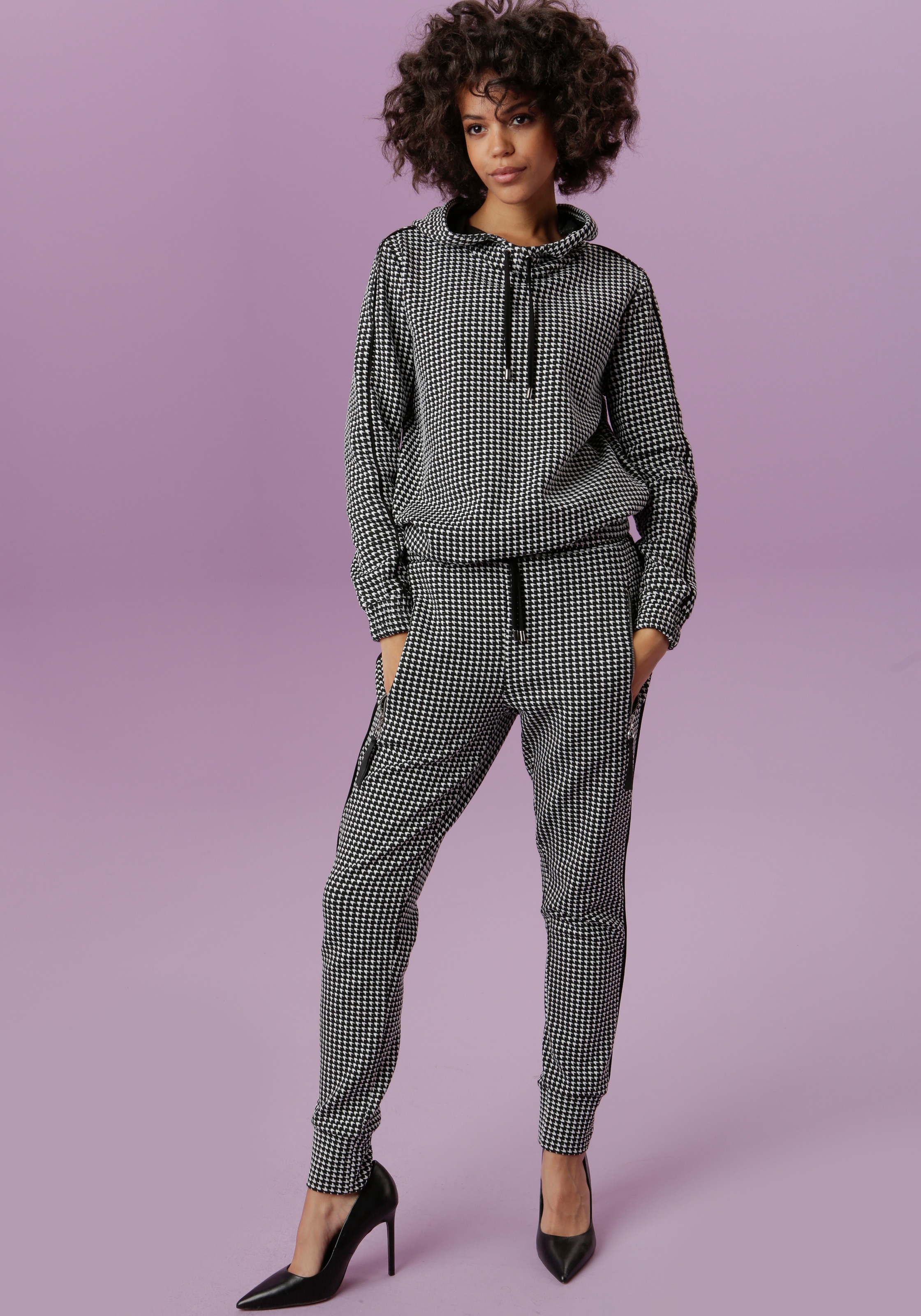 Aniston CASUAL Schlupfhose, im trendigem Hahnentritt-Muster und Piping  entlang der Seitennähte online | I\'m walking