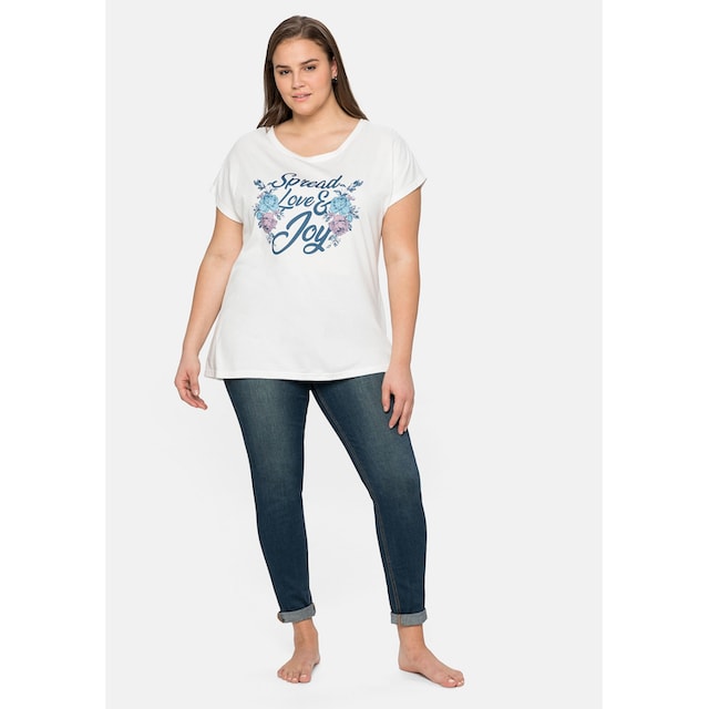 sheego by Joe Browns T-Shirt »Große Größen«, mit Blumendruck und  Statement-Print bestellen | I\'m walking