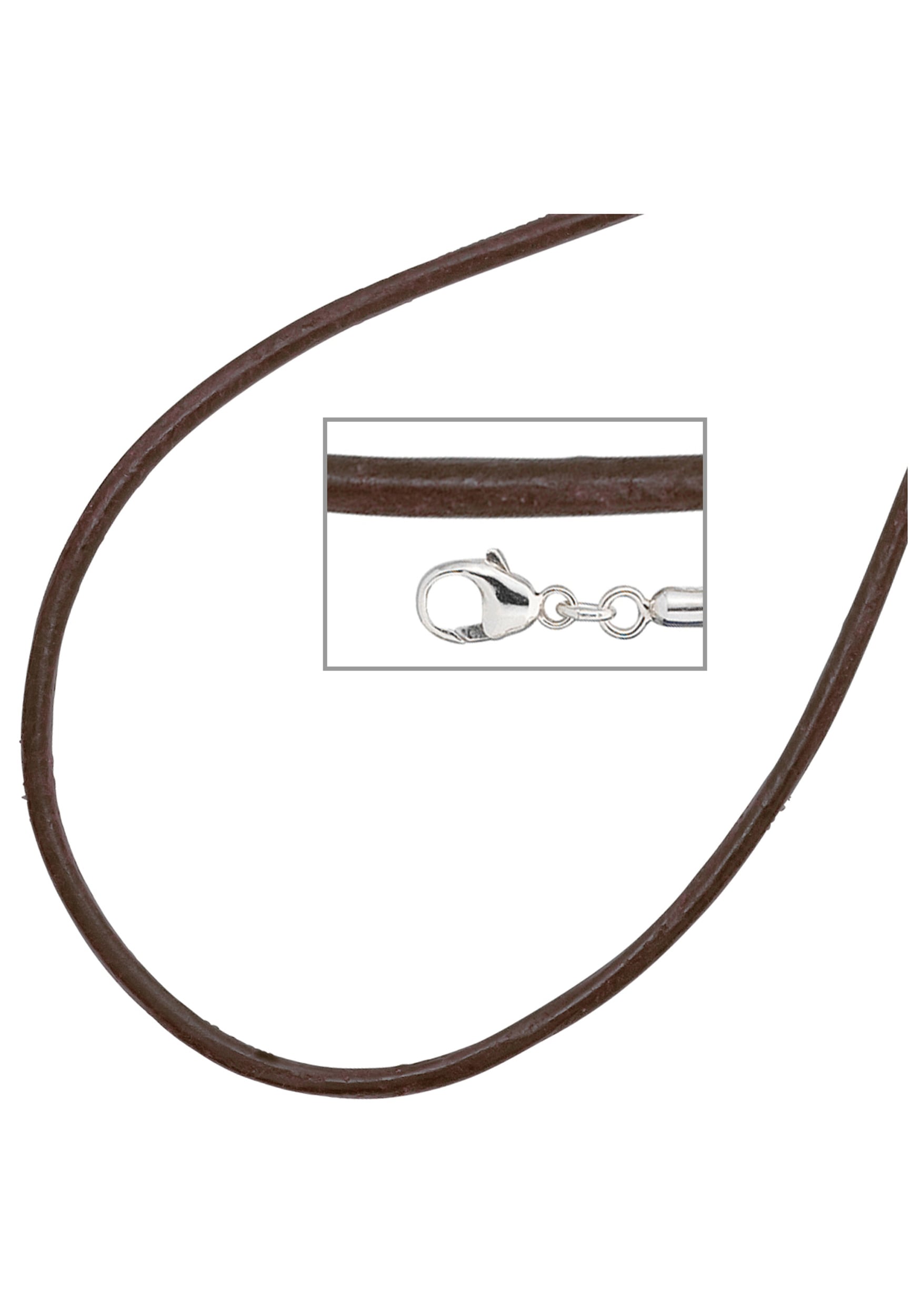 JOBO Collier Leder und 925 Silber 42 cm
