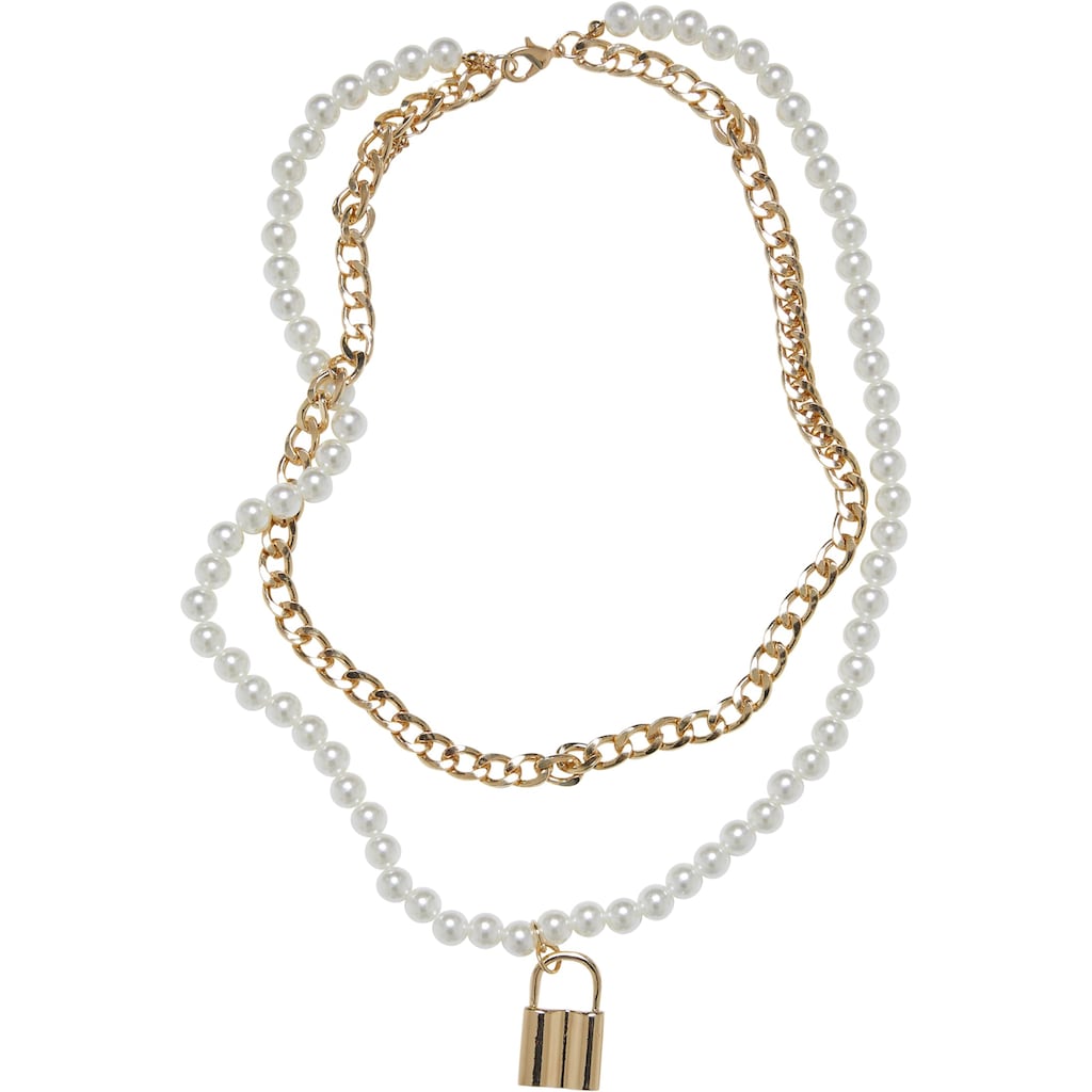 URBAN CLASSICS Schmuckset Accessoires Padlock Pearl Layering Necklace (1 tlg.)
