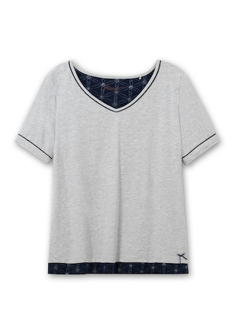Sheego Pyjamaoberteil »Schlafshirt«, mit Kontrastdetails und V-Ausschnitt kaufen