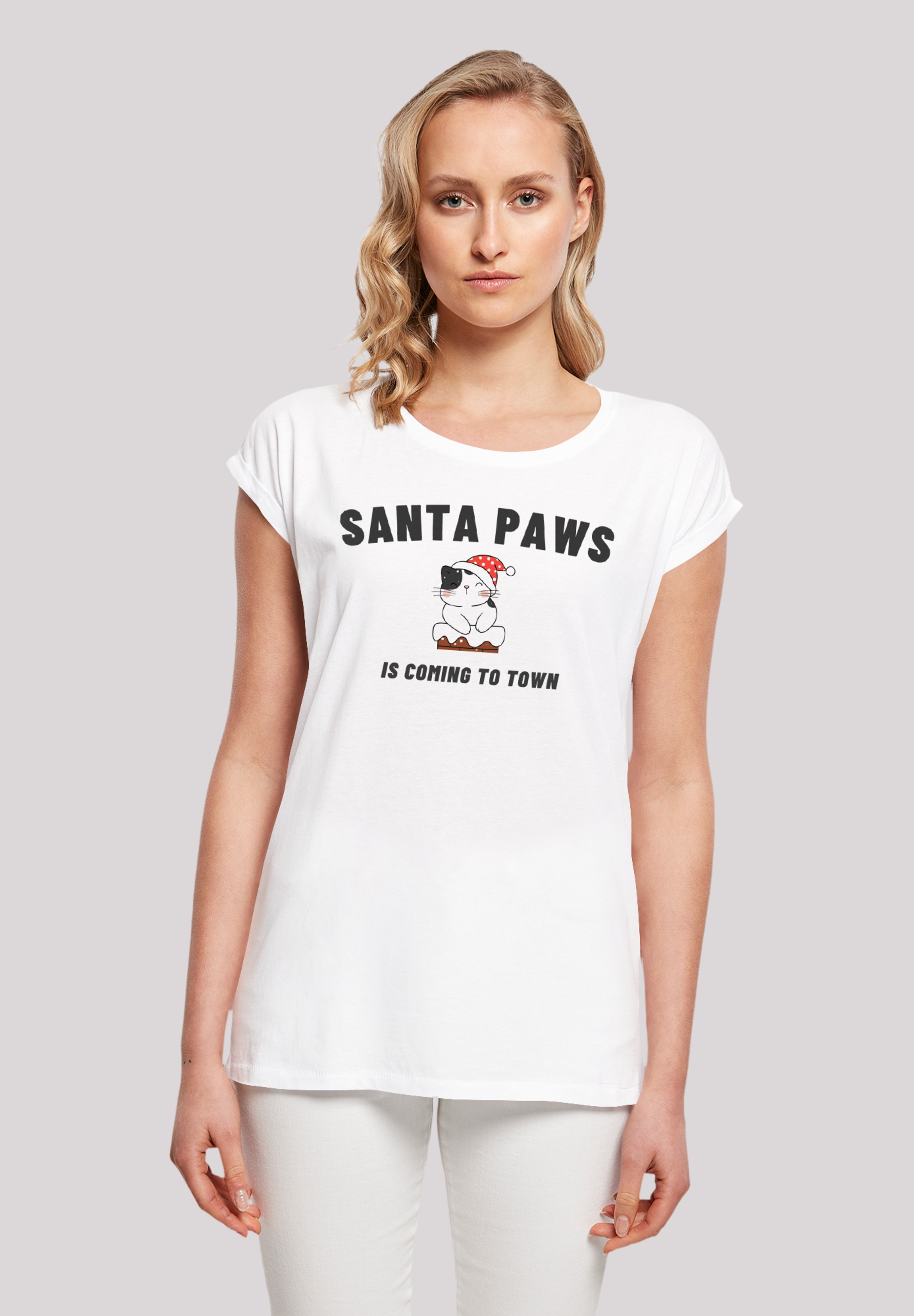 F4NT4STIC T-Shirt Qualität, Cat«, Premium I\'m Rock-Musik, Paws | Christmas Band »Santa walking