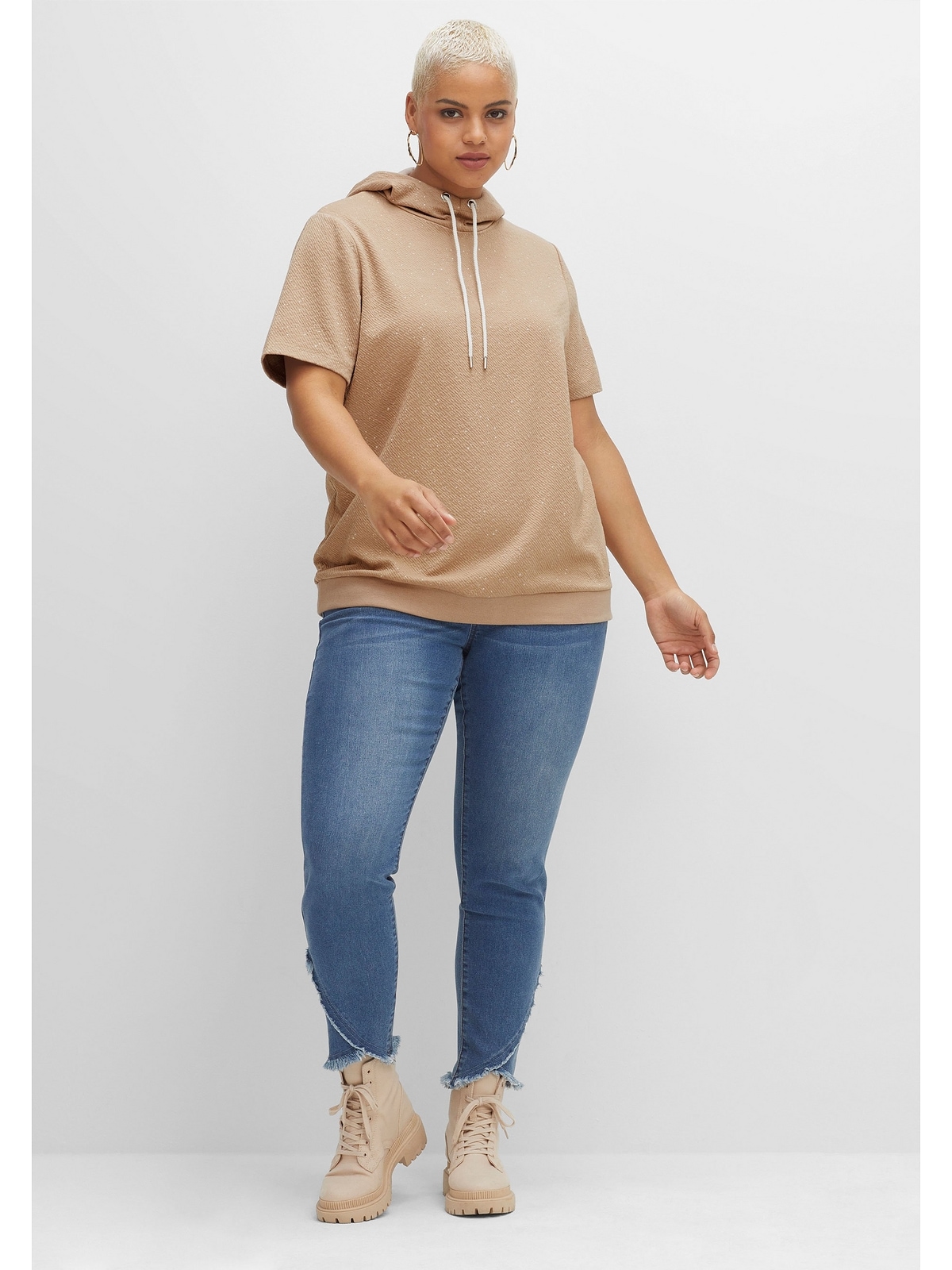 Sheego T-Shirt »Große Größen«, aus Kapuze mit shoppen leichter Sweatware