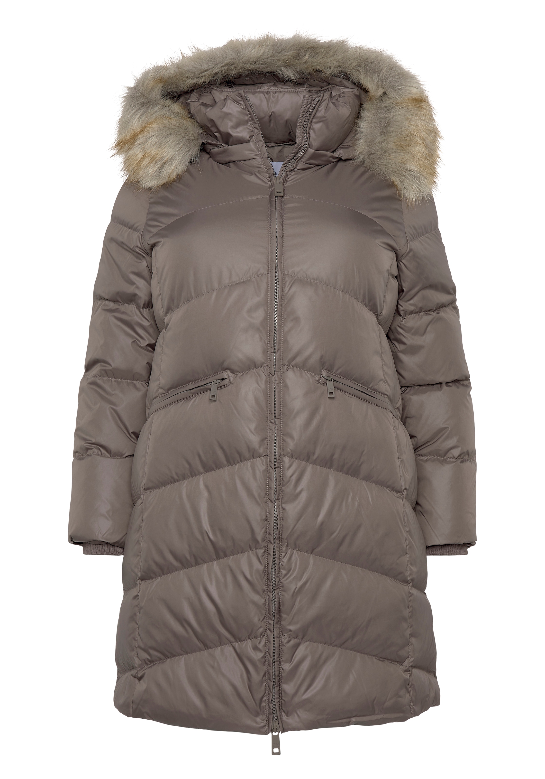 Calvin Klein Curve Steppmantel REAL »ESSENTIAL shoppen Zippertaschen COAT DOWN praktischen mit INCLU«
