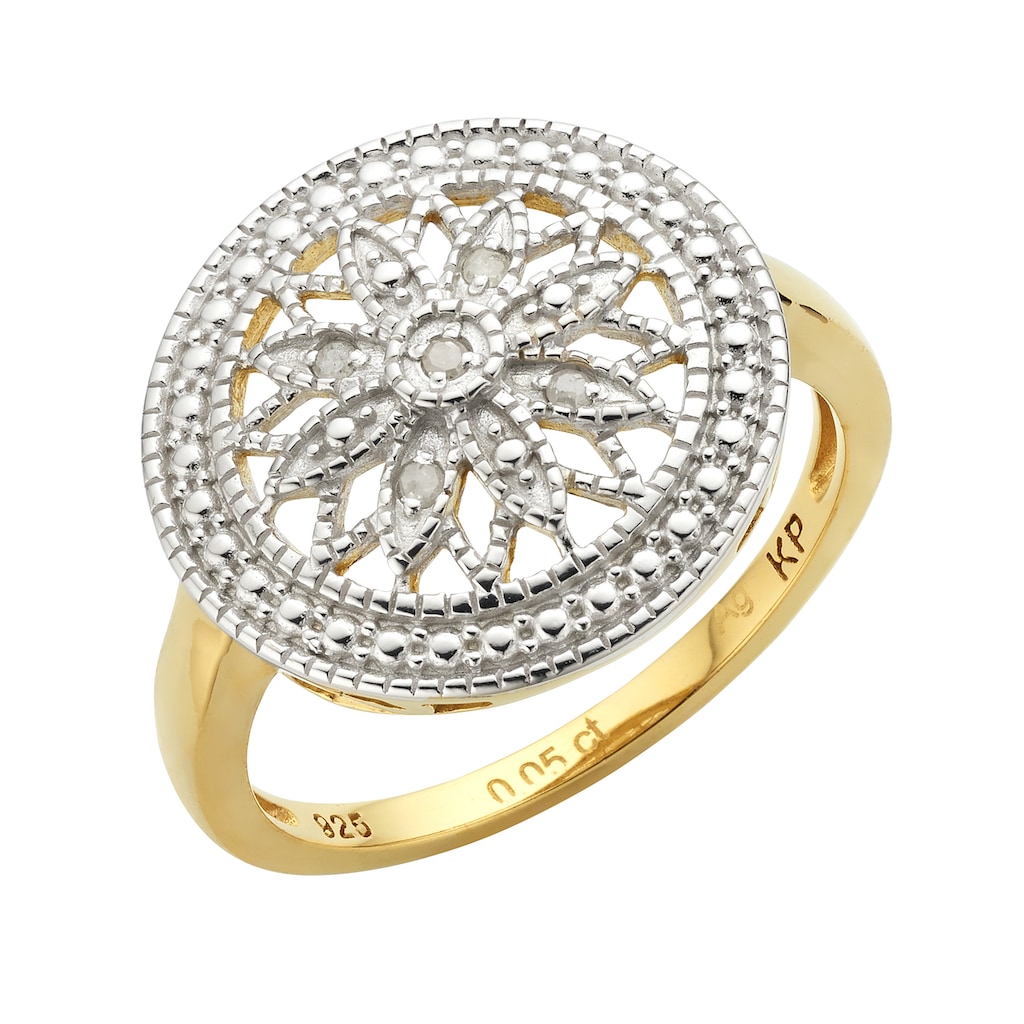 Diamonds by Ellen K. Fingerring »925 Silber vergoldet Diamant 0,05ct.«