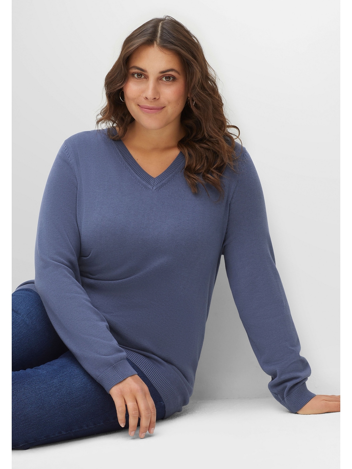 bestellen Sheego »Große Feinstrick Größen«, V-Ausschnitt-Pullover aus