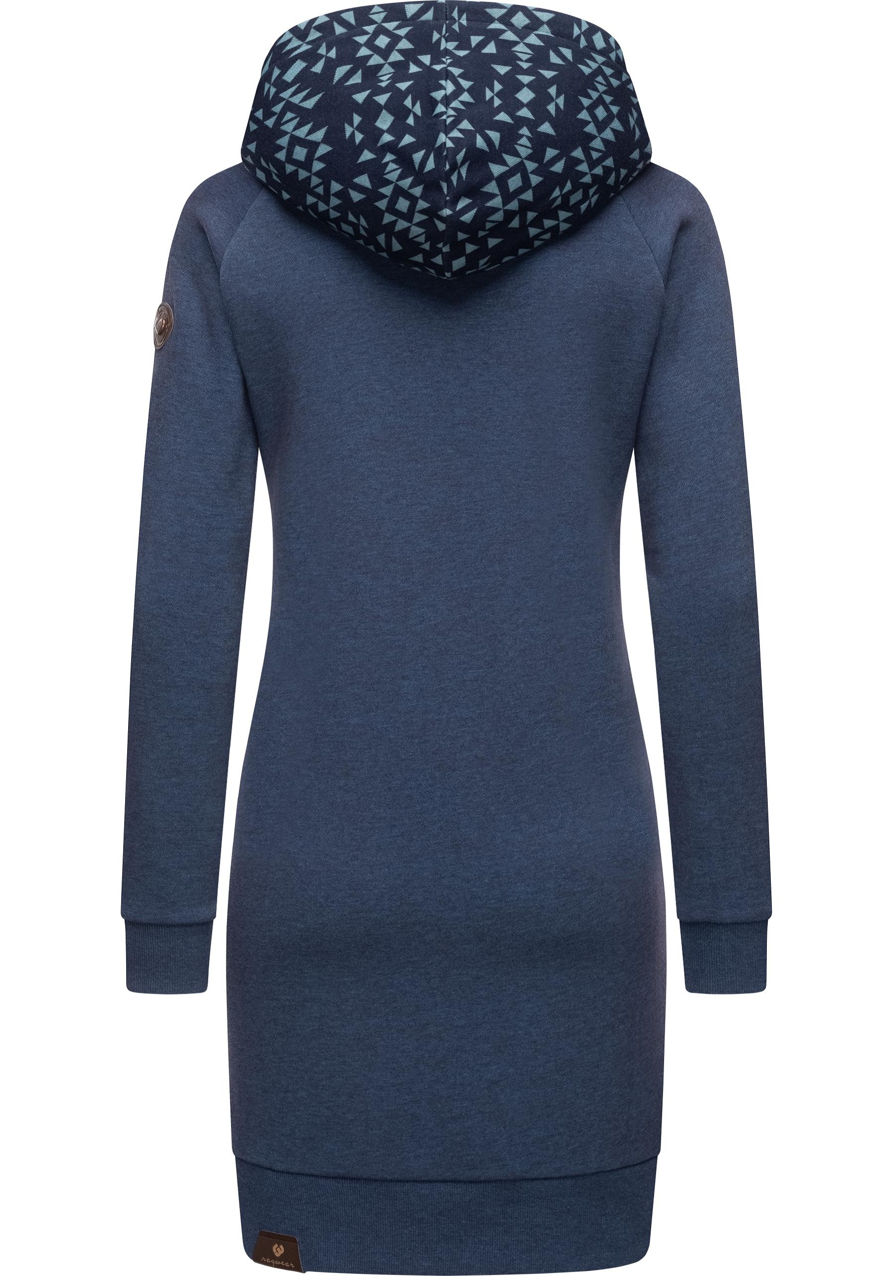 Printmuster-Kapuze Kleid kaufen Baumwoll Sweatkleid Ragwear walking Langärmliges I\'m mit | online »Bessi«,