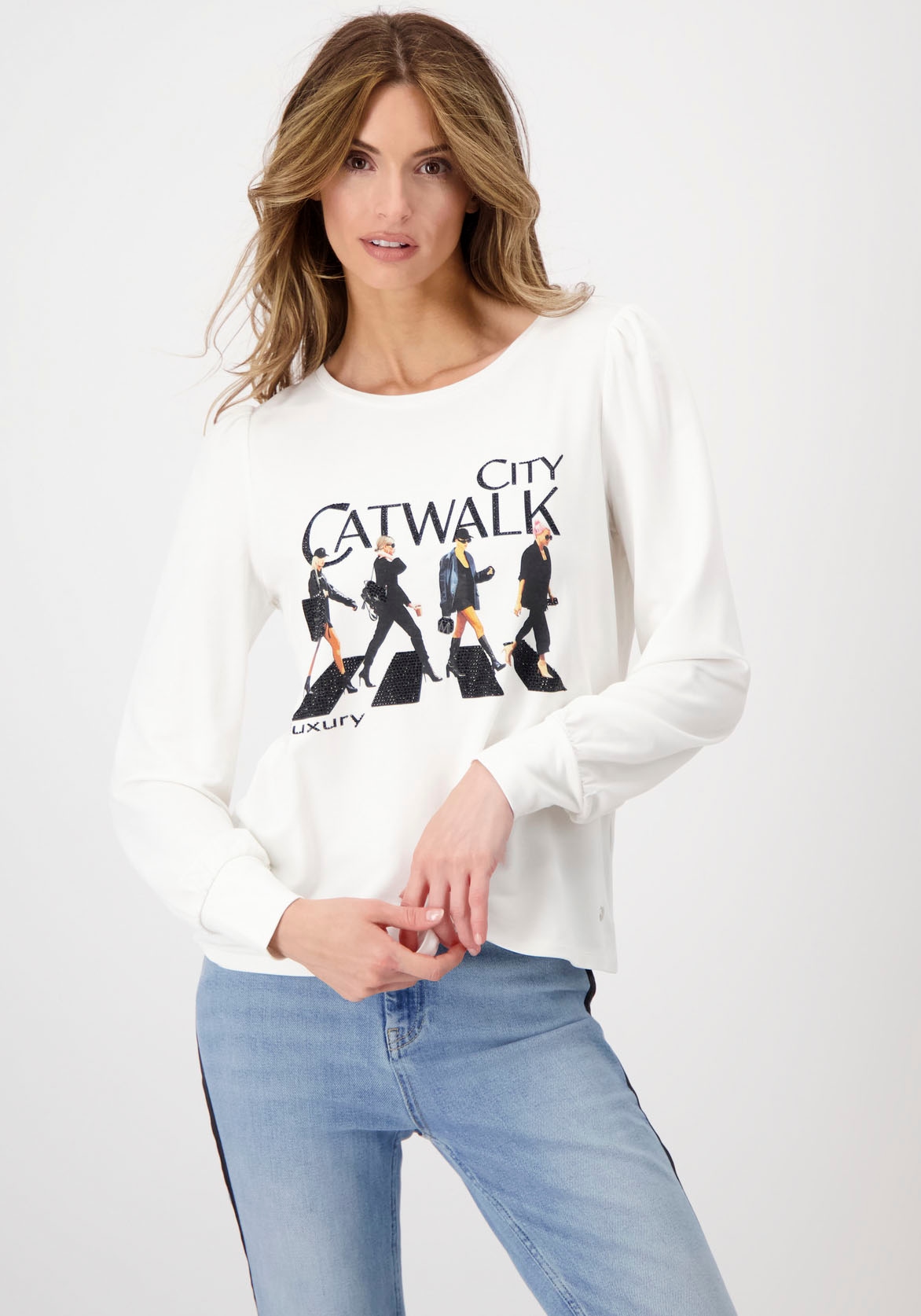 Monari Rundhalsshirt, mit Catwalk Print online I\'m walking | kaufen