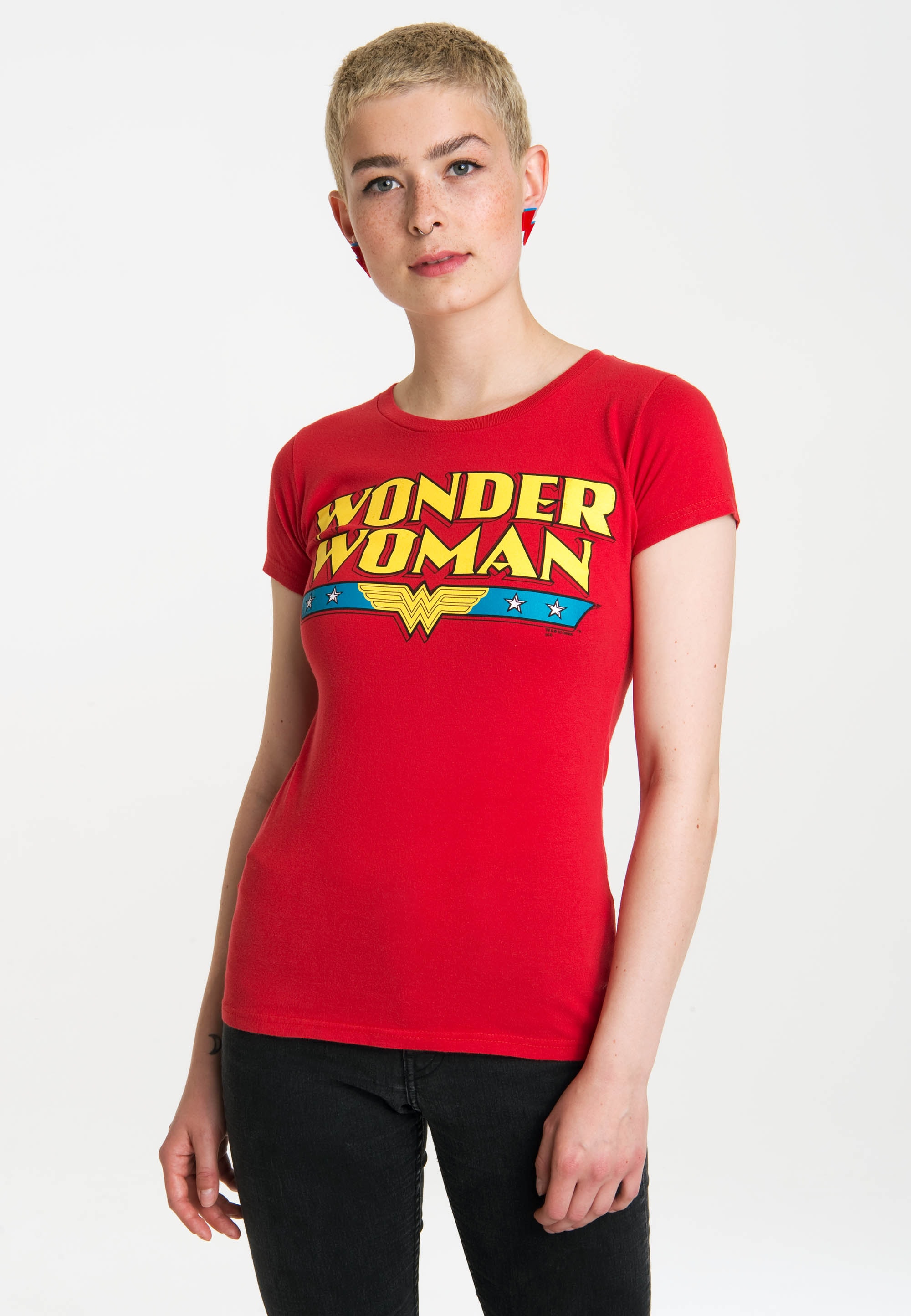 Vintage-Print Woman«, lässigem mit walking kaufen I\'m LOGOSHIRT »Wonder T-Shirt |