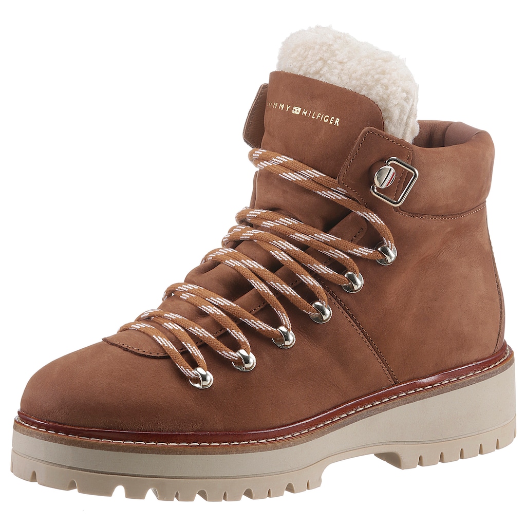 Tommy Hilfiger Winterboots LEATHER OUTDOOR FLAT BOOT im Bergsteiger-Look