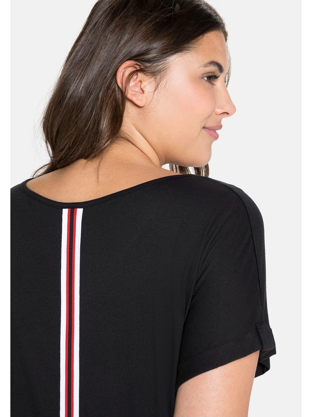 Sheego T-Shirt mit »Große Größen«, walking I\'m hinten bestellen | Streifen-Applikation