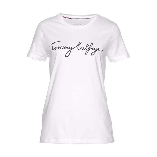 Tommy Hilfiger T-Shirt »HERITAGE CREW NECK GRAPHIC TEE«, mit Tommy Hilfiger  Script Logo-Schriftzug & Logo-Flag am Saum bestellen | I'm walking