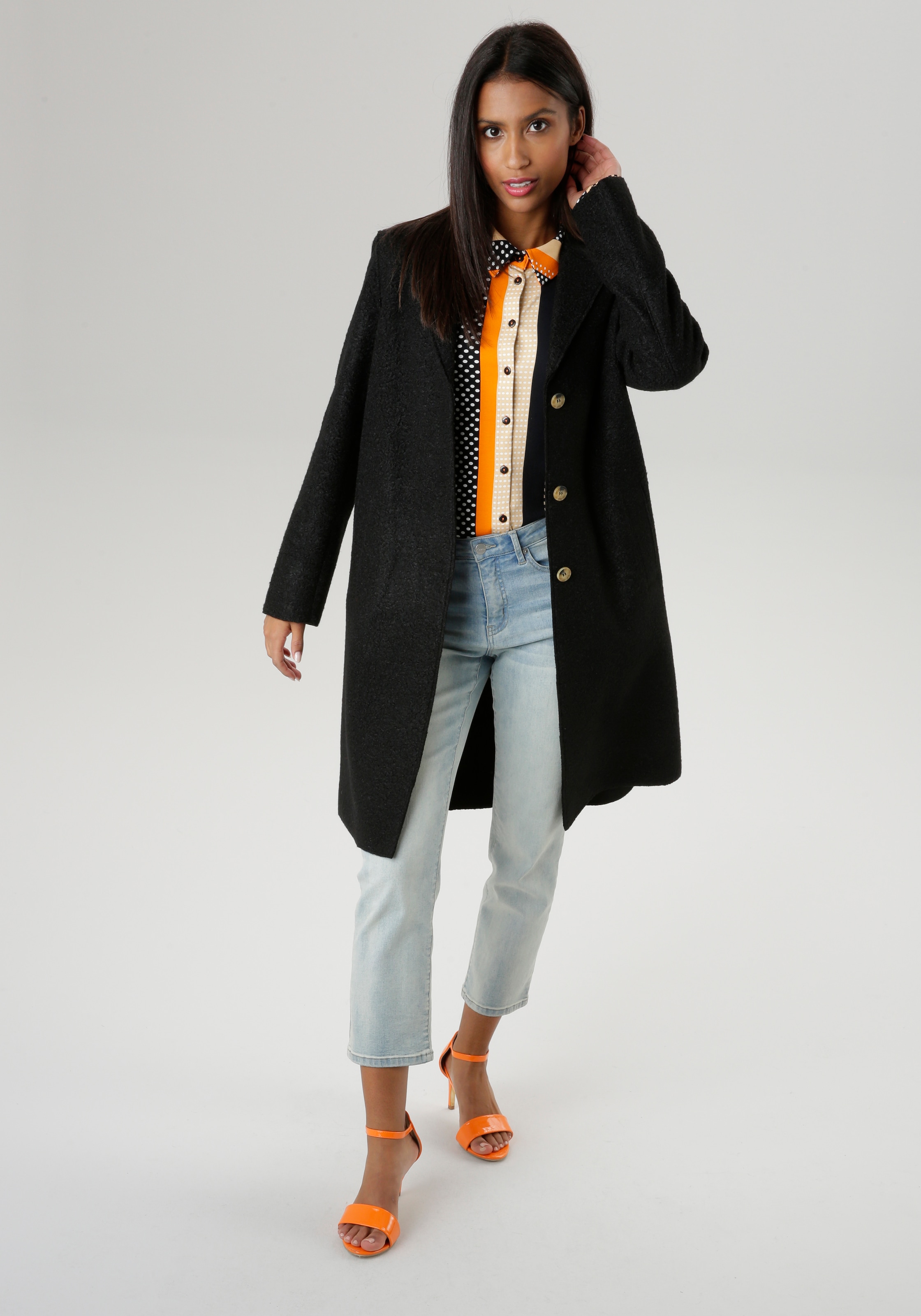 Aniston SELECTED Kurzmantel, in trendy Bouclé-Optik - NEUE KOLLEKTION  online kaufen | I\'m walking