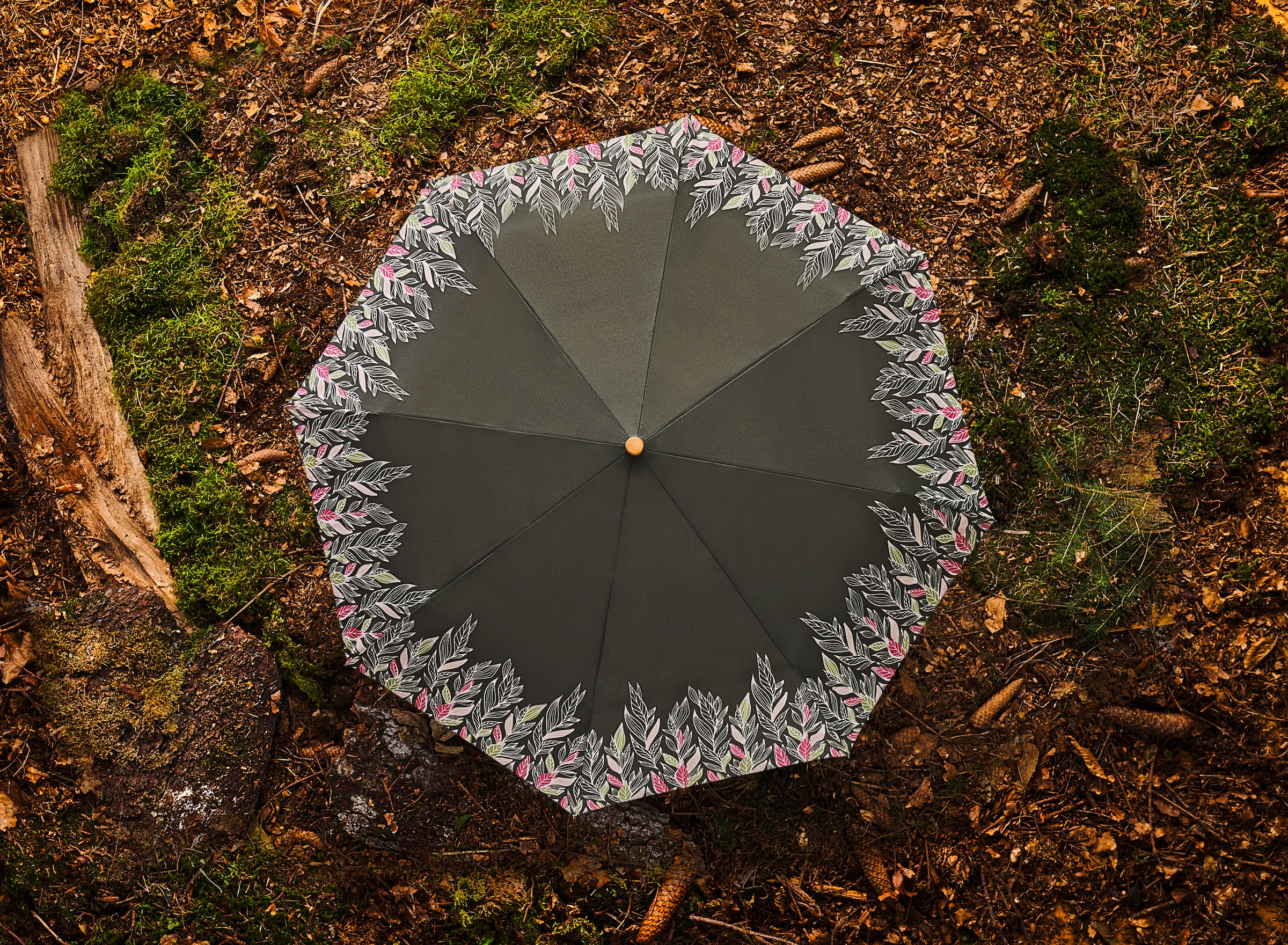 Holz Schirmgriff olive«, walking aus mit Material Stockregenschirm recyceltem | aus Long, I\'m doppler® »nature intention kaufen online