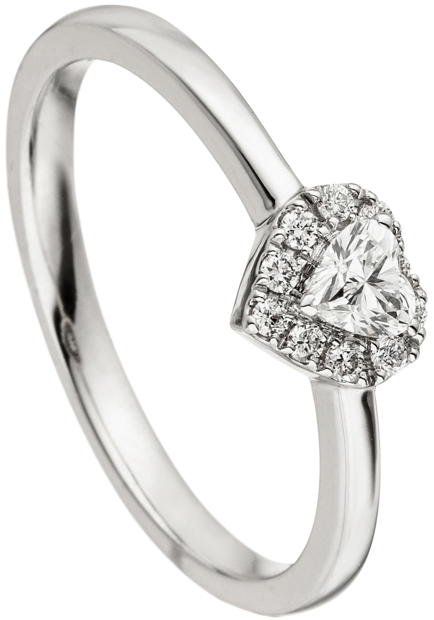 JOBO Diamantring »Herz-Ring mit walking Onlineshop I\'m Weißgold | 10 im Diamanten«, 585