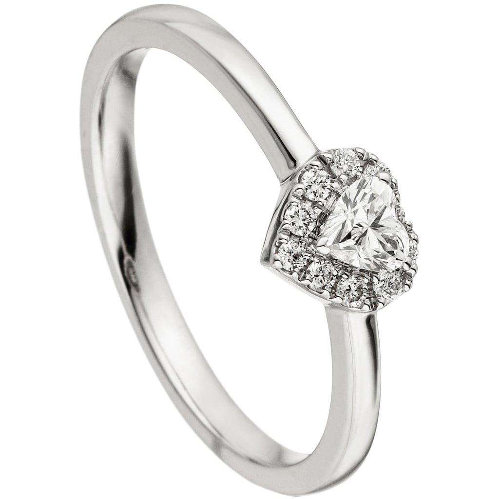 JOBO Diamantring Herz-Ring mit 10 Diamanten 585 Weißgold